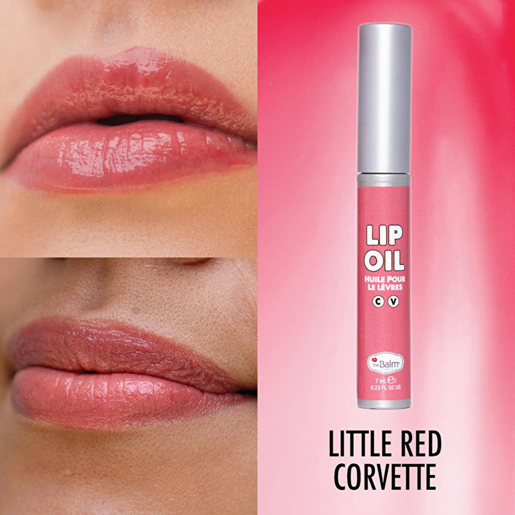 theBalm Little Red Corvette Lip Oil: High-Shine, Non-Sticky, Long-Lasting Tinted Lip Gloss for Glamorous Lips