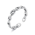 INALIS 925 Sterling Silver Opening Geometric Chain Ring for Women