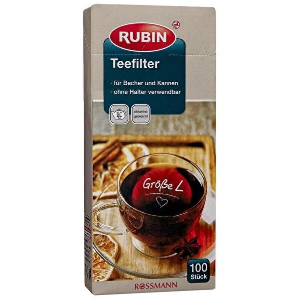 Rubin Large Tea Filter - 100 Count, Chlorine-Free, Double Layered for Rich Aroma