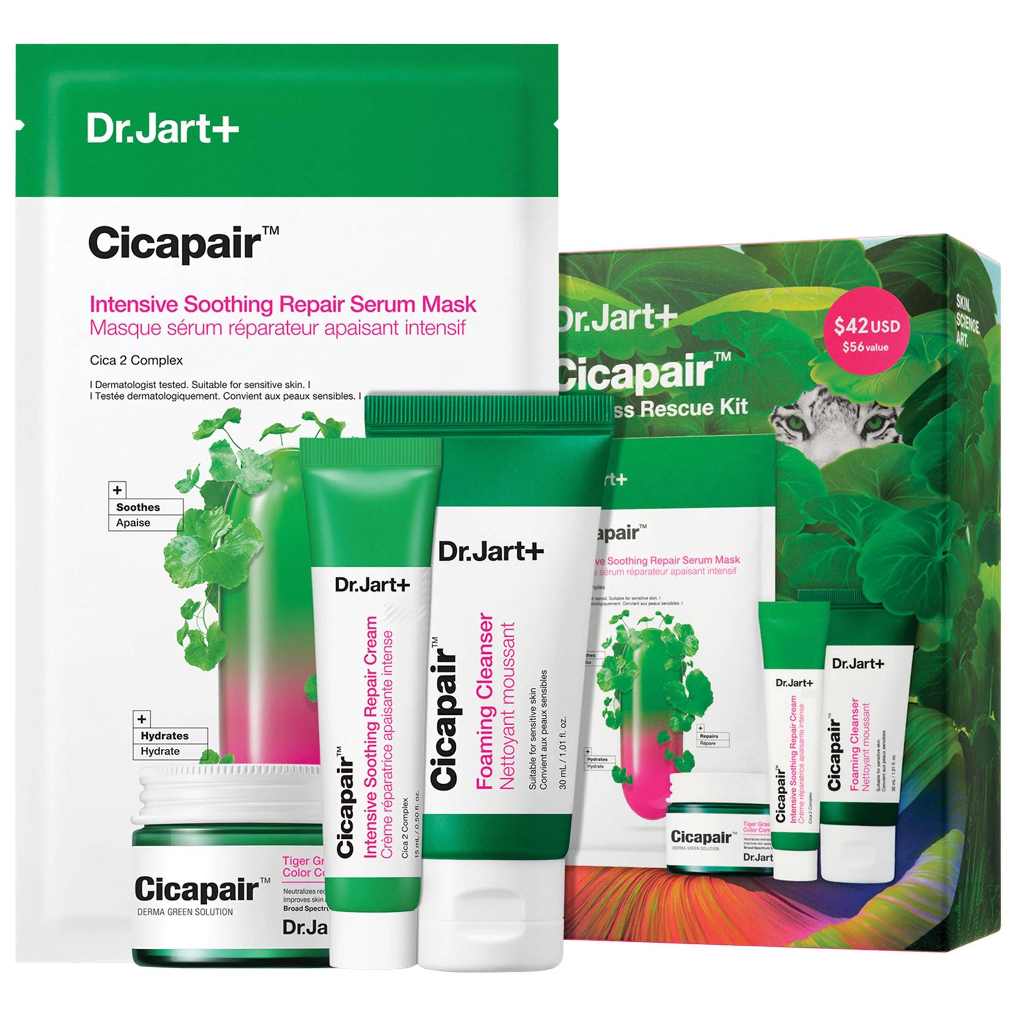 Dr. Jart+ Cicapair Redness Rescue Kit for Sensitive Skin - 4-Step Skincare Routine for Redness Relief & Hydration