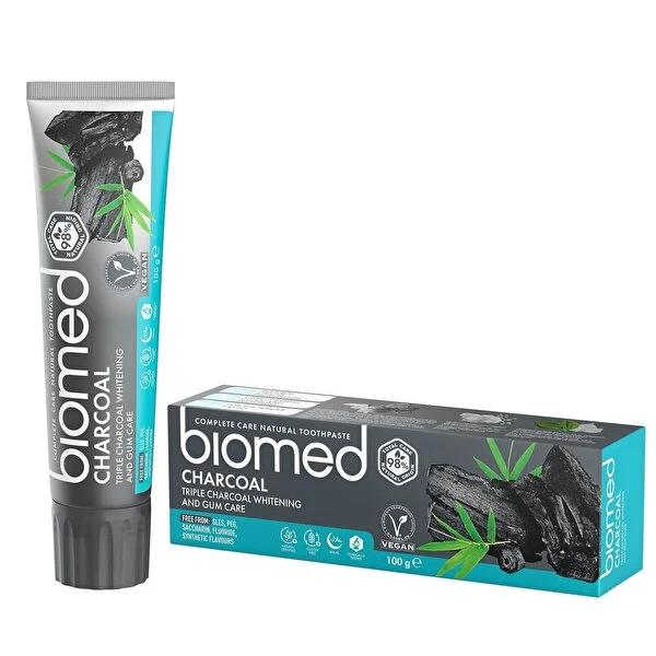 Biomed Charcoal Toothpaste: Natural Teeth Whitening, Plaque Removal & Enamel Strength - Fluoride-Free, Breath Freshening Oral Care