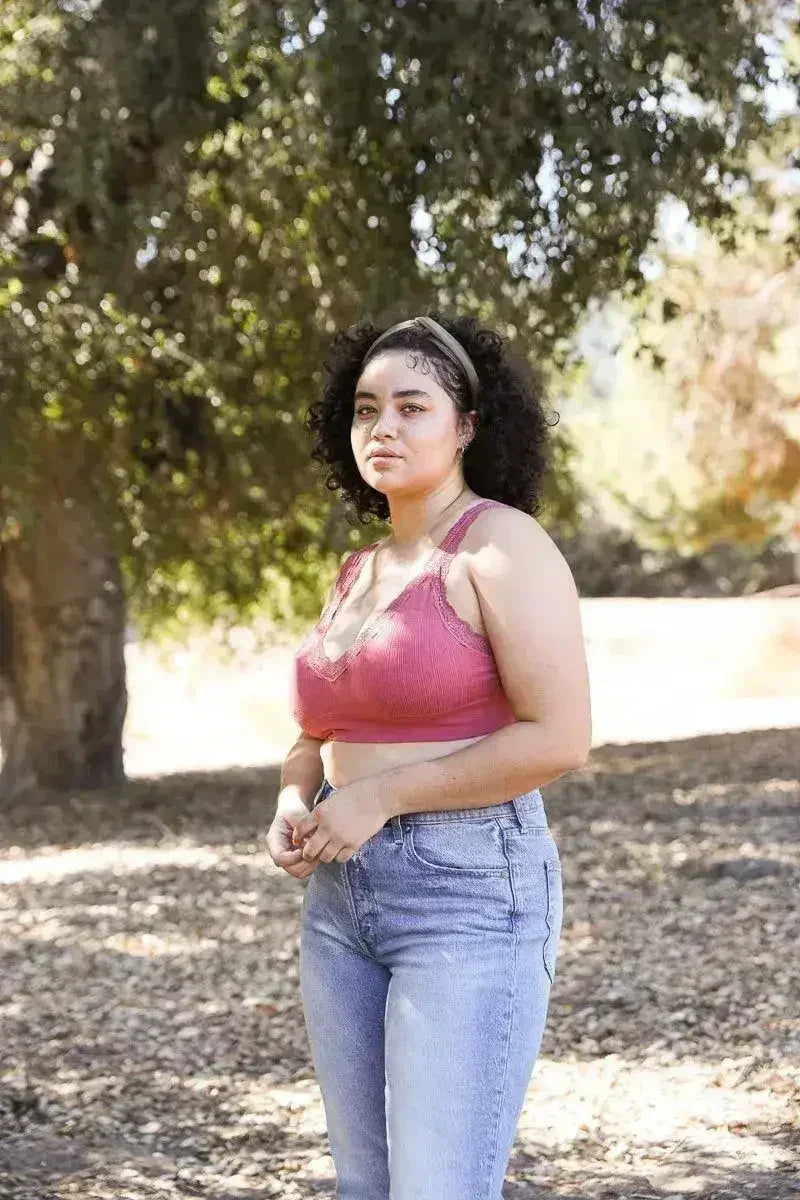 Lace Trim Padded Bralette - Comfortable Everyday Bra | Femstylo
