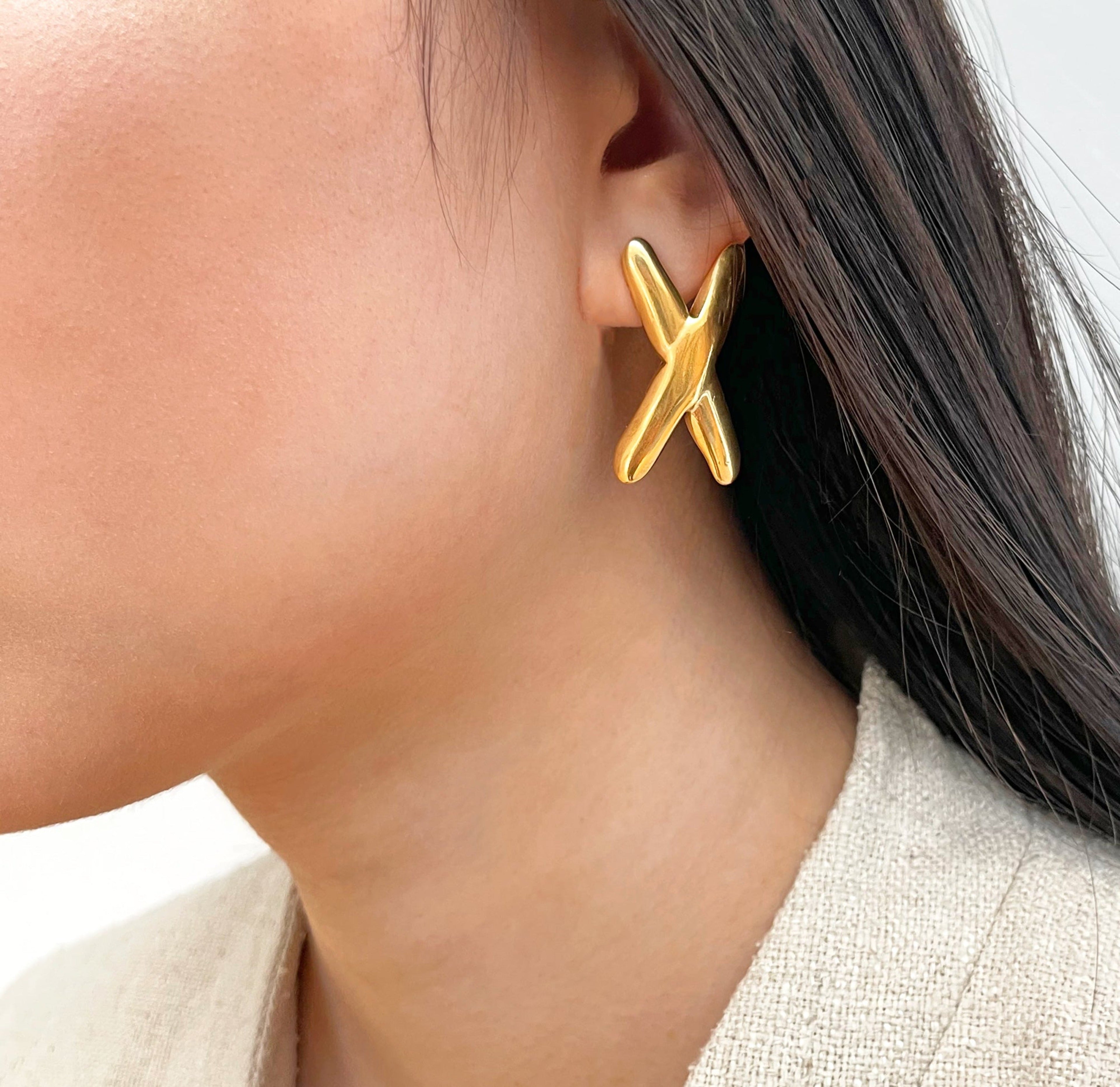 ETTA GOLD X EARRINGS
