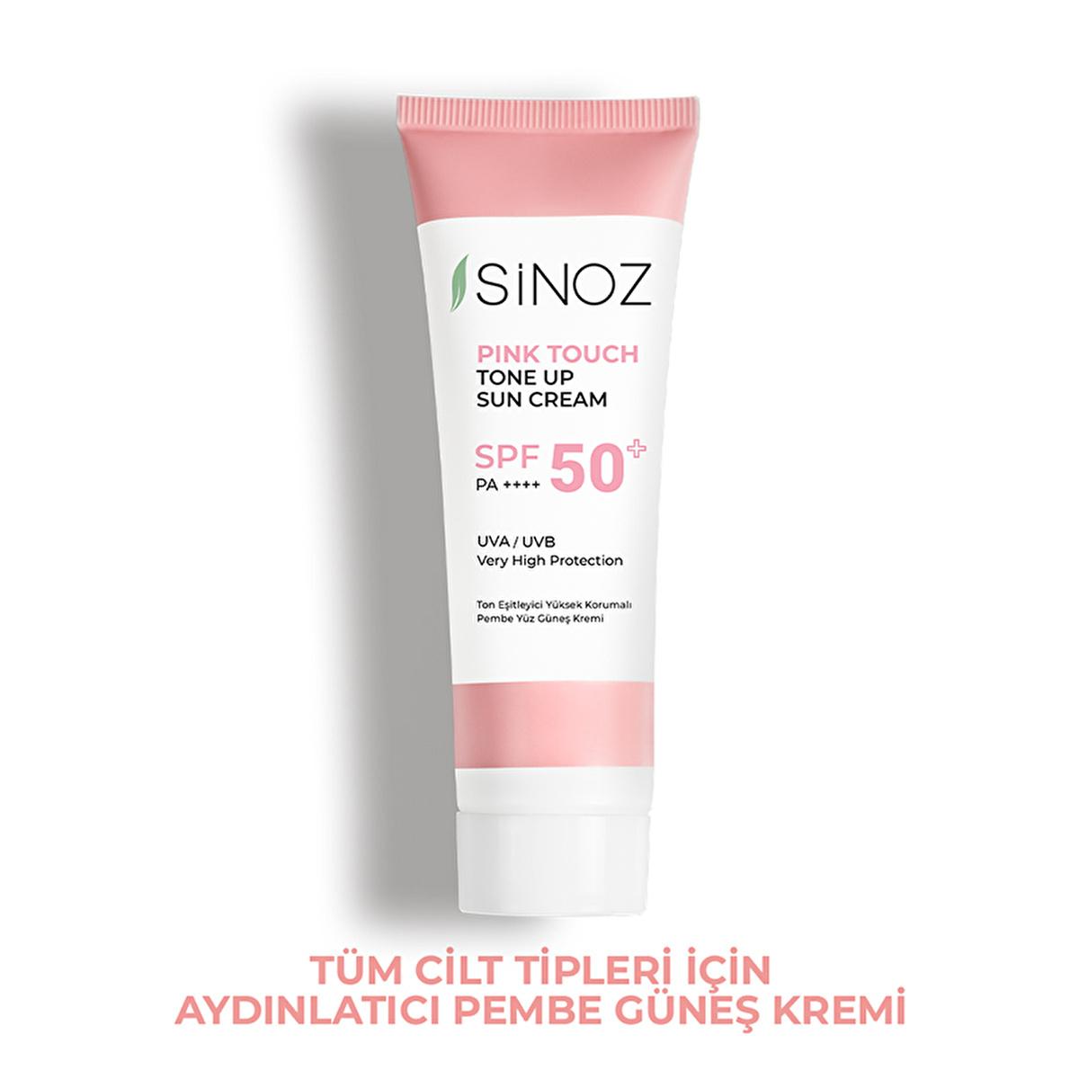 Sinoz SPF50+ Pink Touch Facial Sunscreen: Tone Up & Protect with High Protection, Calamine & PA++++ for Radiant Skin (1.69 fl oz)