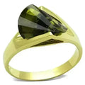 LOS655 - Gold 925 Sterling Silver Ring with AAA Grade CZ  in Olivine