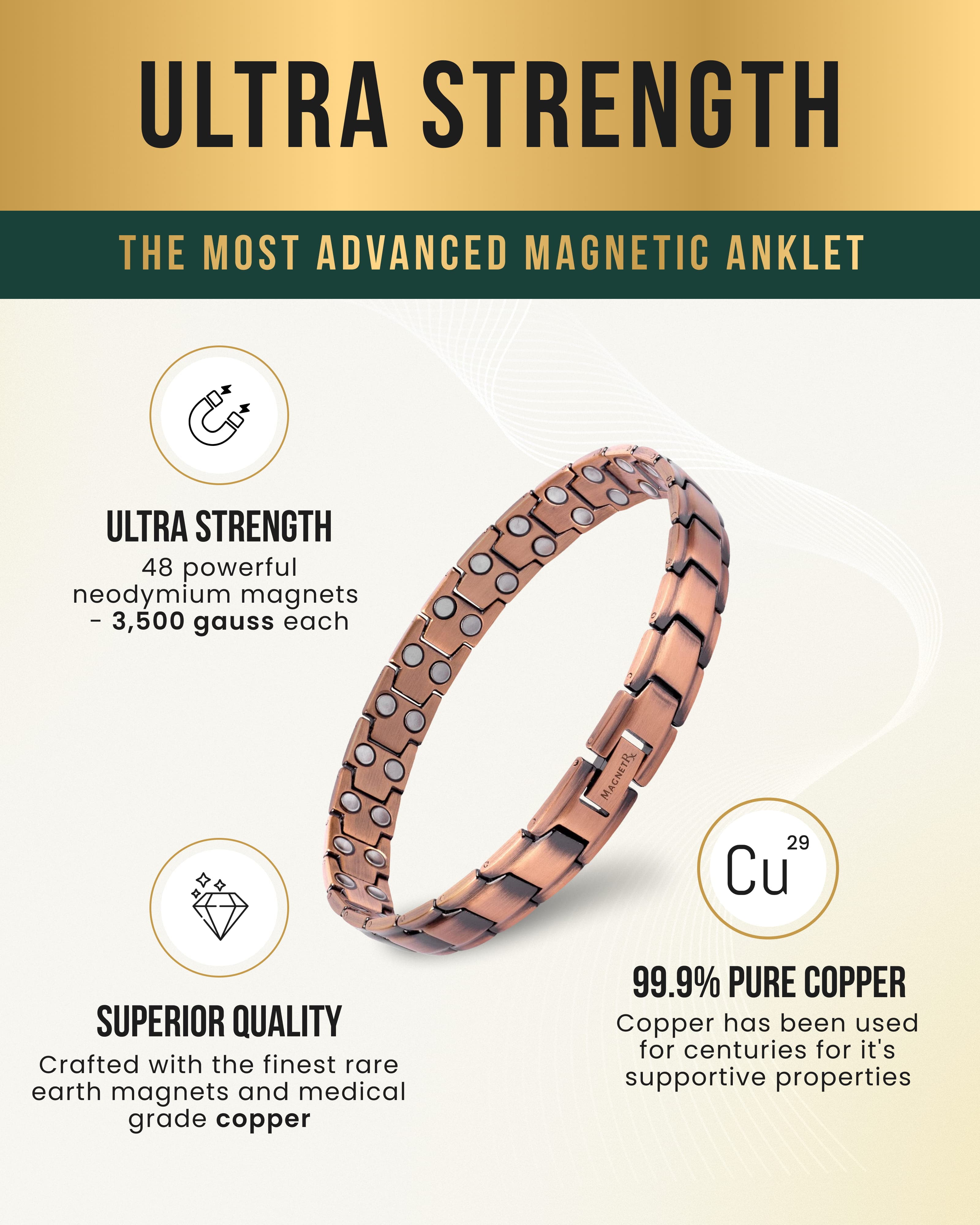 Ultra Strength Copper Magnetic Therapy Anklet for Men