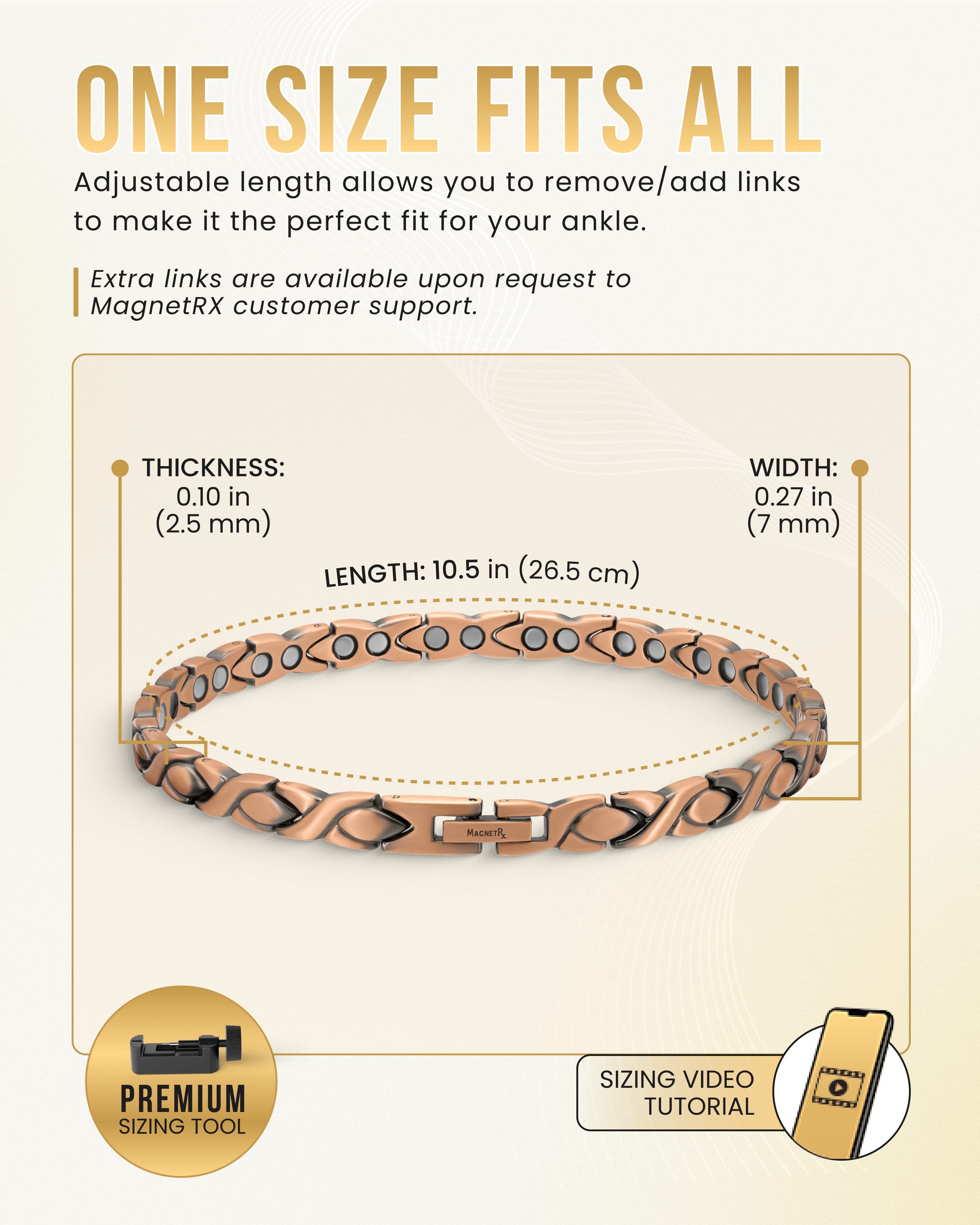 Ultra Strength Copper Magnetic Therapy Anklet for Women