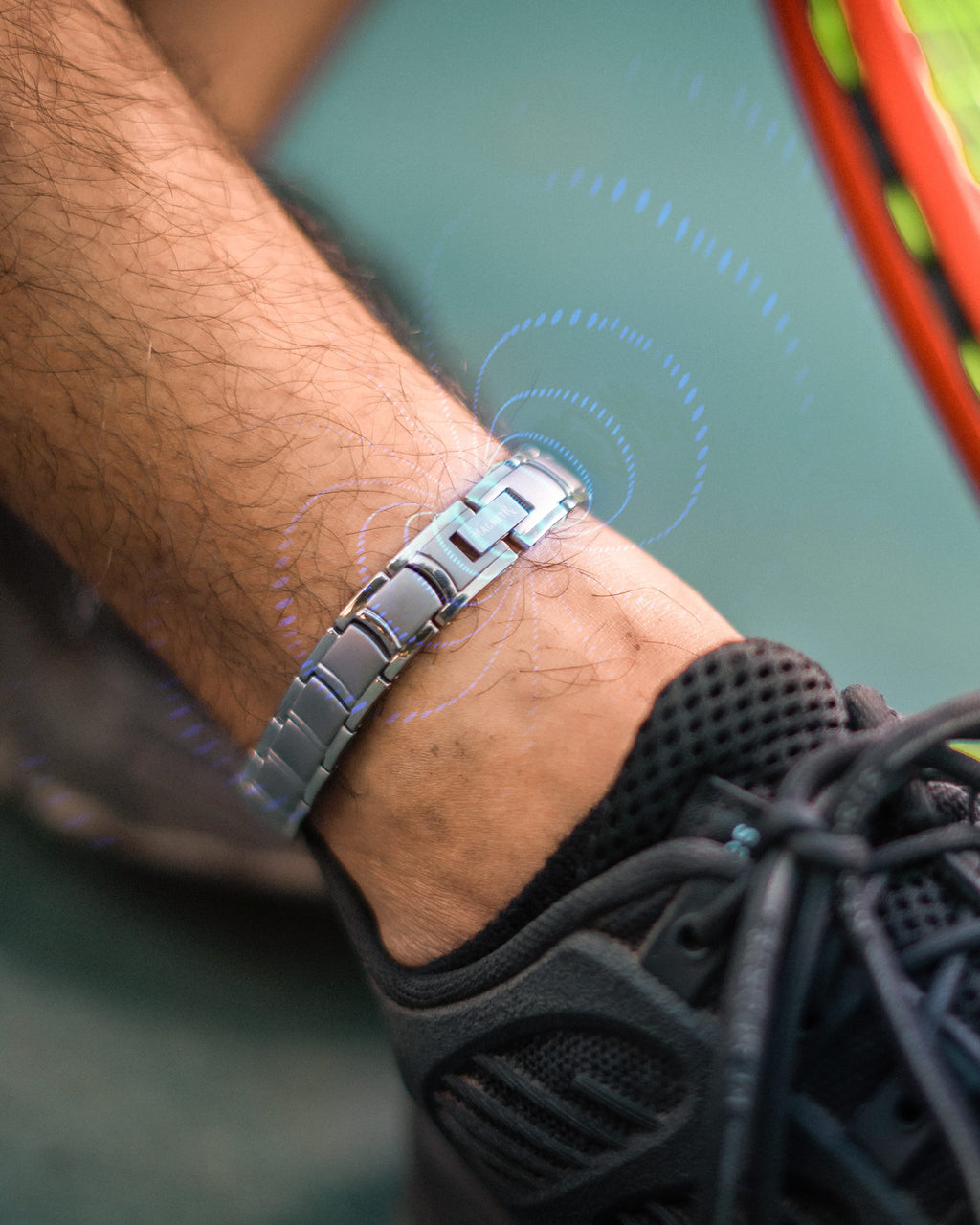 Ultra Strength Titanium Magnetic Therapy Anklet for Men (Silver)