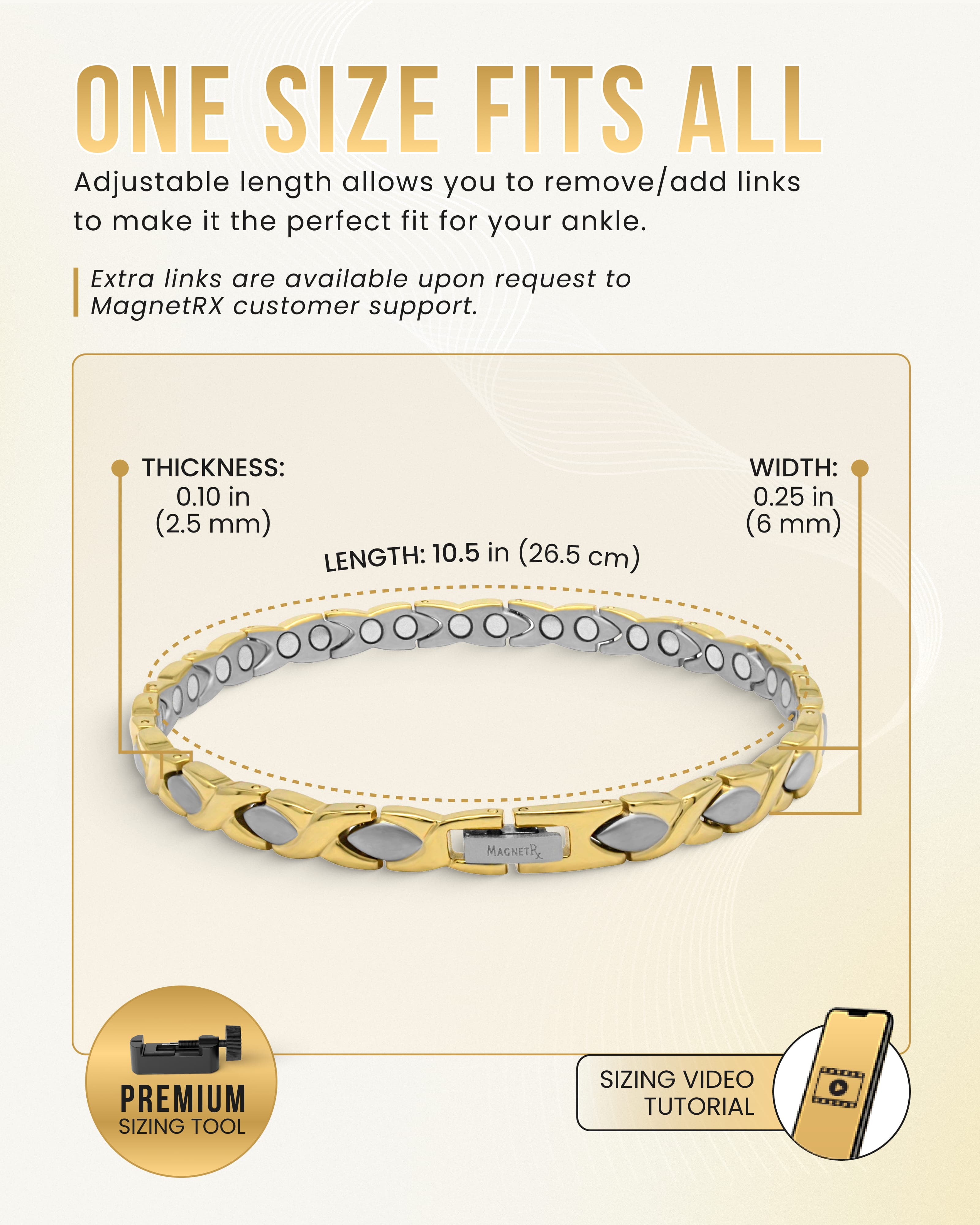 Ultra Strength Titanium Magnetic Therapy Anklet for Women (Gold & Silver)