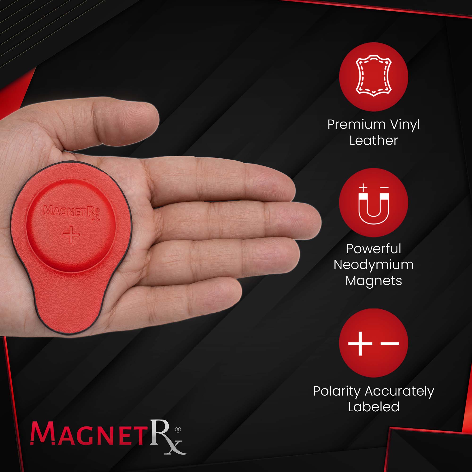 Biomagnetic Therapy Magnet Set — Neodymium & Leather (2 Medium Magnets)