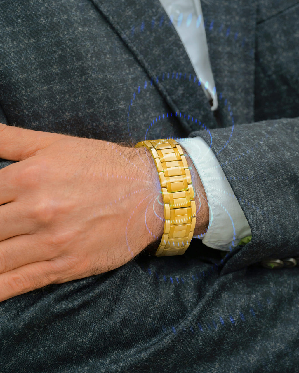 3x Strength Titanium Magnetic Bracelet for Men (Gold)