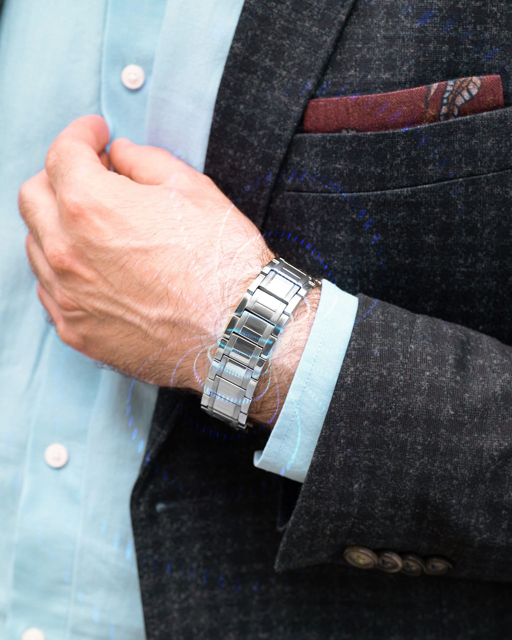3x Strength Titanium Magnetic Bracelet for Men (Silver)