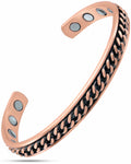 Curb Chain Inlay Copper Cuff Magnetic Therapy Bracelet for Men & Women
