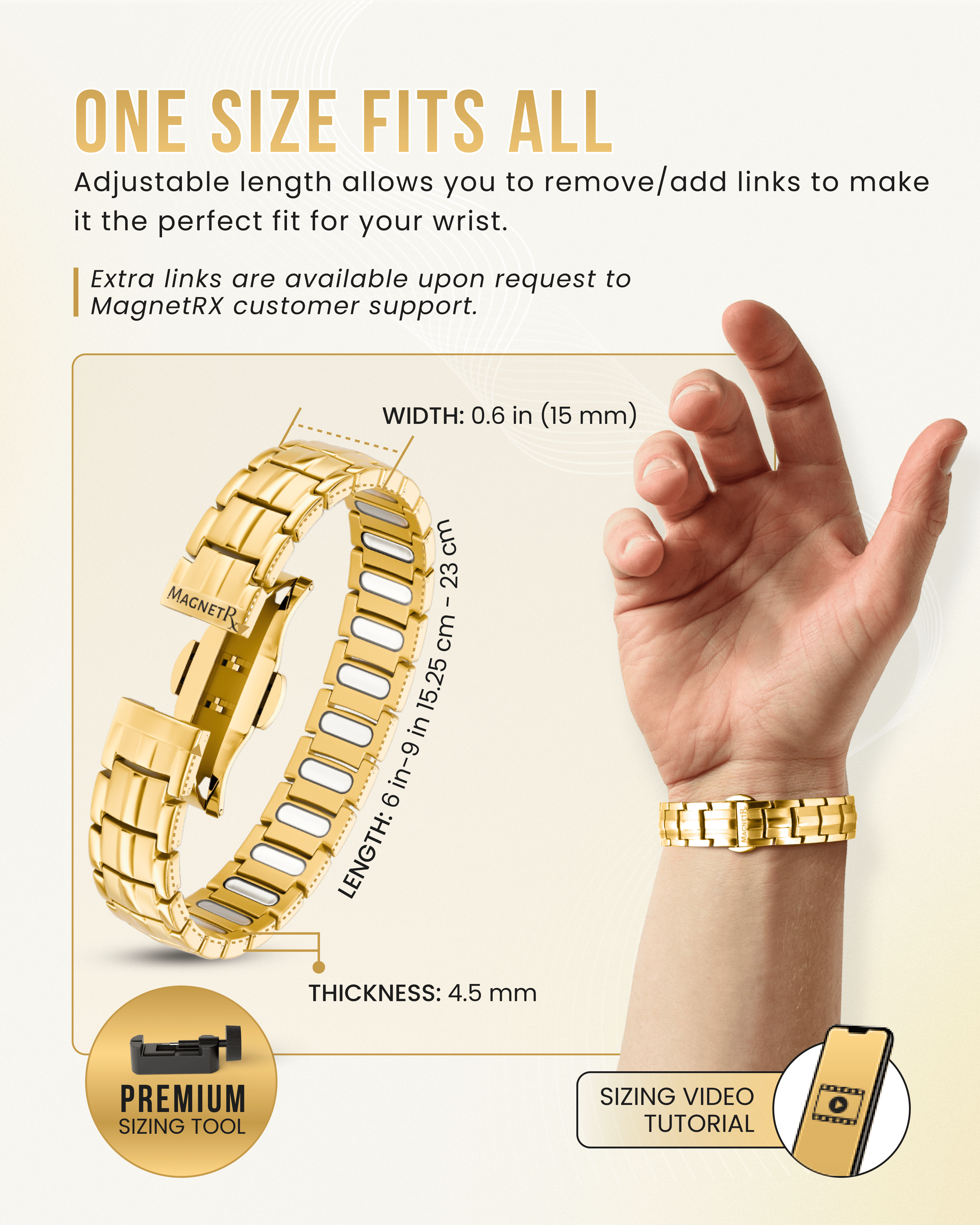 EllipseMAX Magnetic Bracelet for Men (Gold)