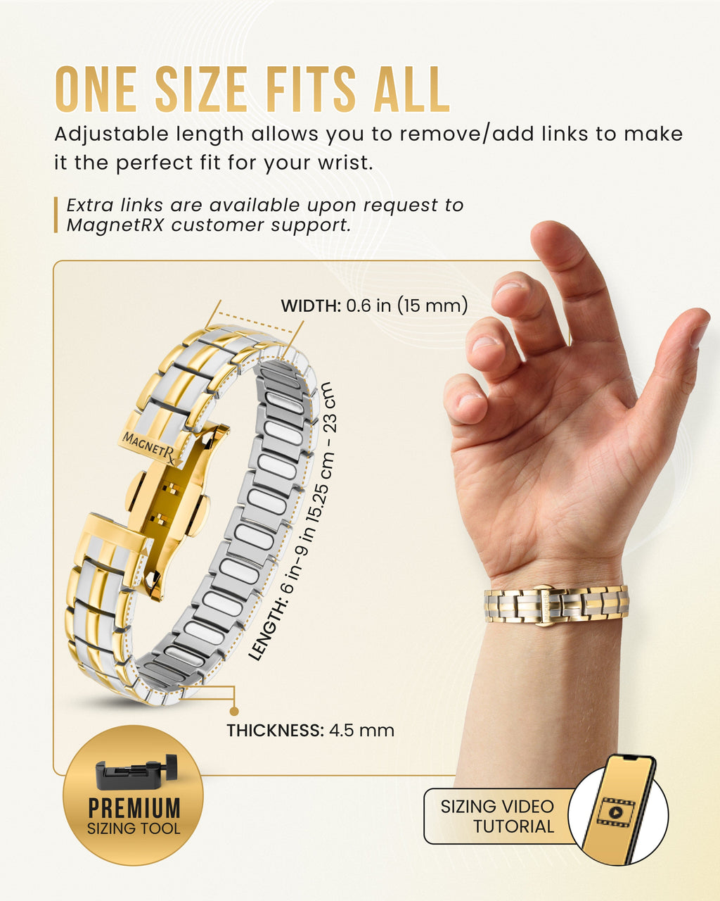 EllipseMAX Magnetic Bracelet for Men (Silver & Gold)