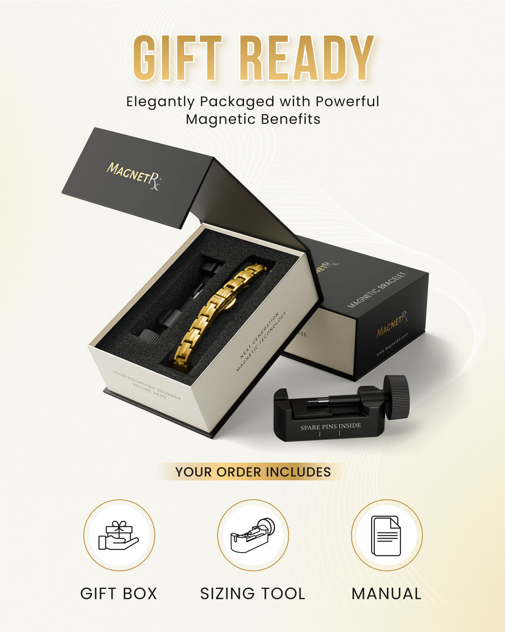 EllipseMAX Magnetic Bracelet for Women (Gold)