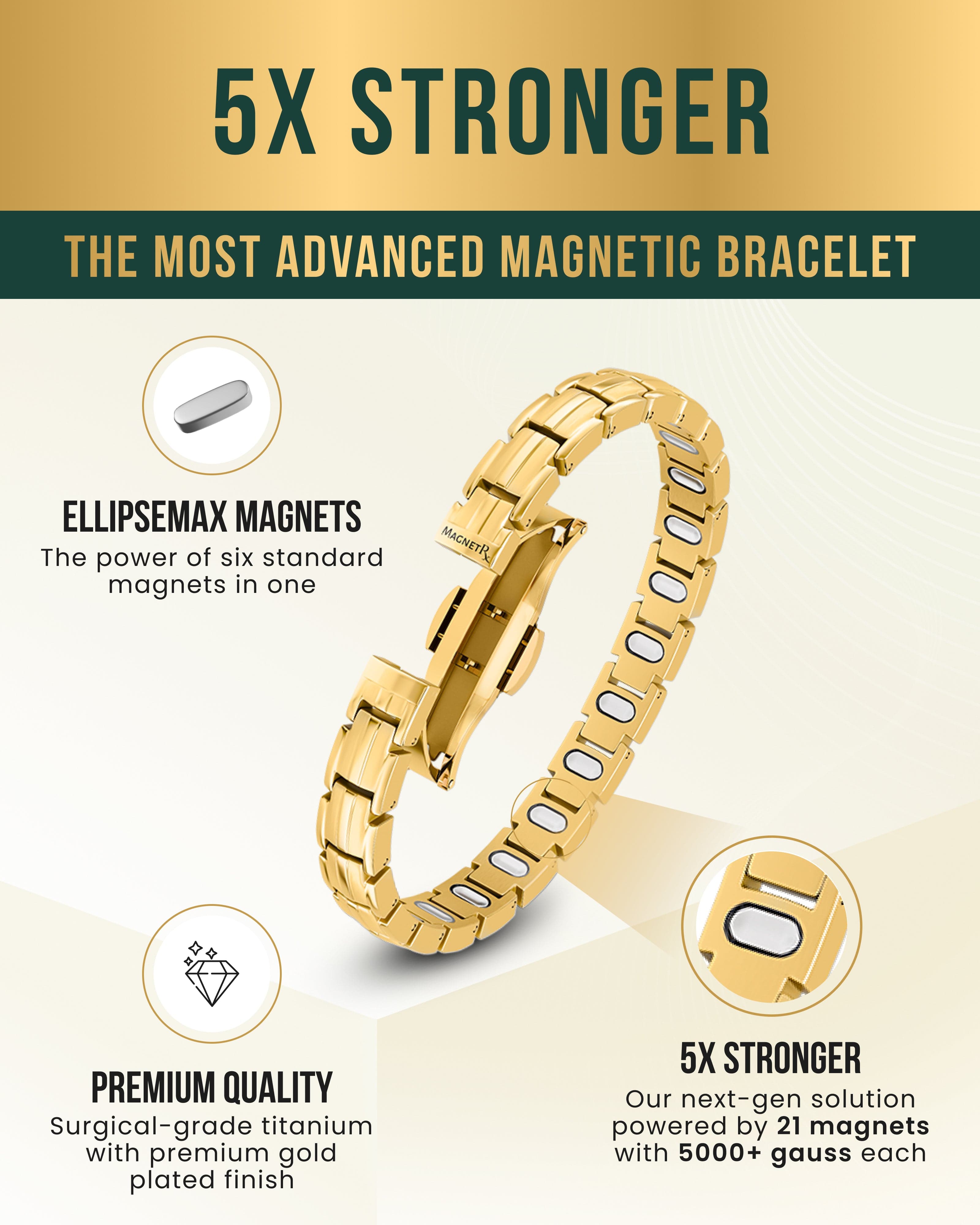 EllipseMAX Magnetic Bracelet for Women (Gold)