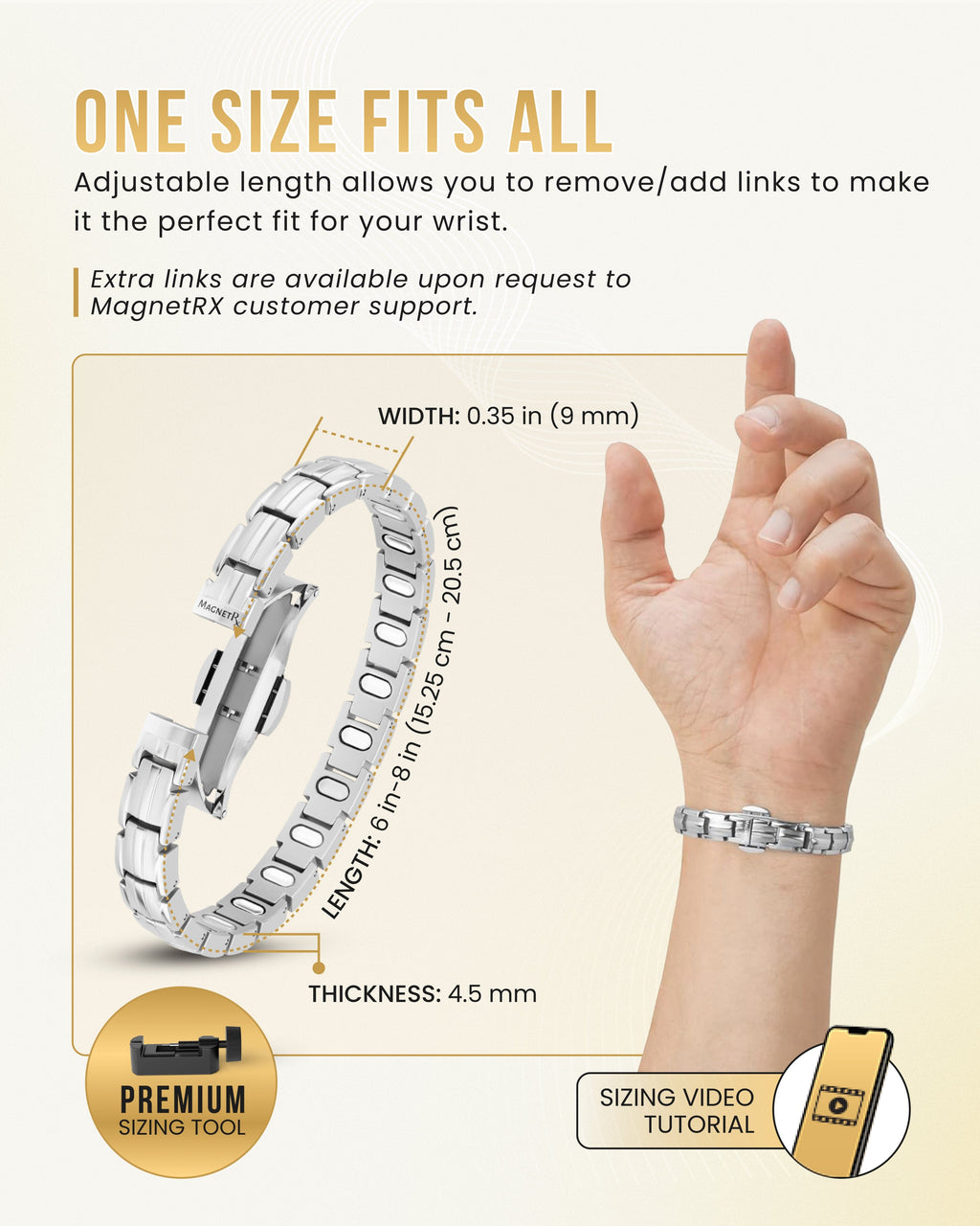 EllipseMAX Magnetic Bracelet for Women (Silver)