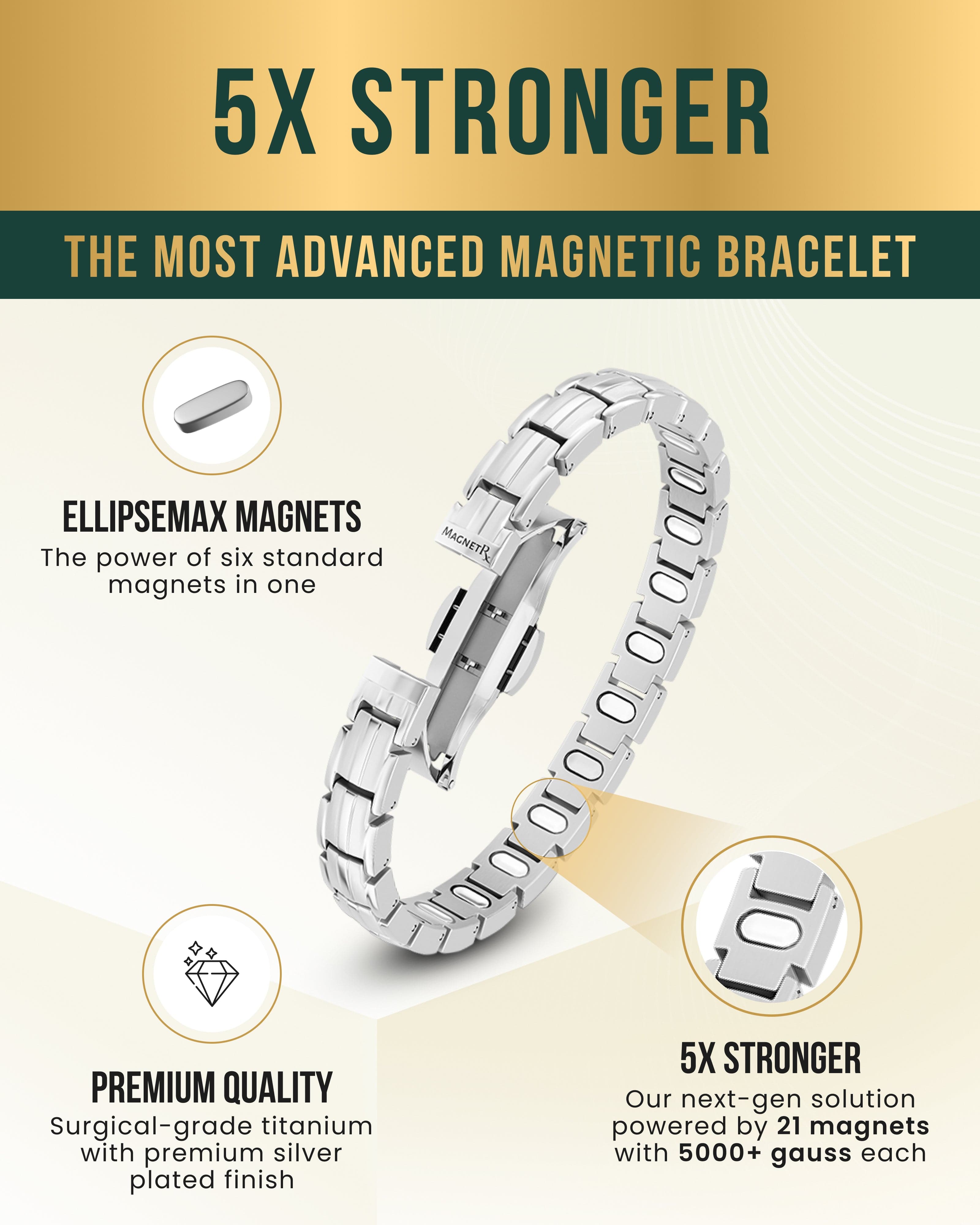 EllipseMAX Magnetic Bracelet for Women (Silver)
