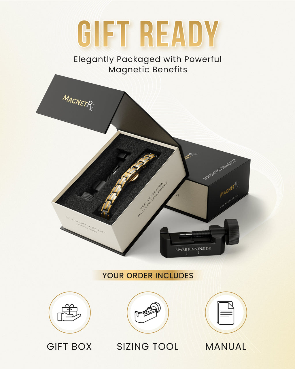 EllipseMAX Magnetic Bracelet for Women (Silver & Gold)