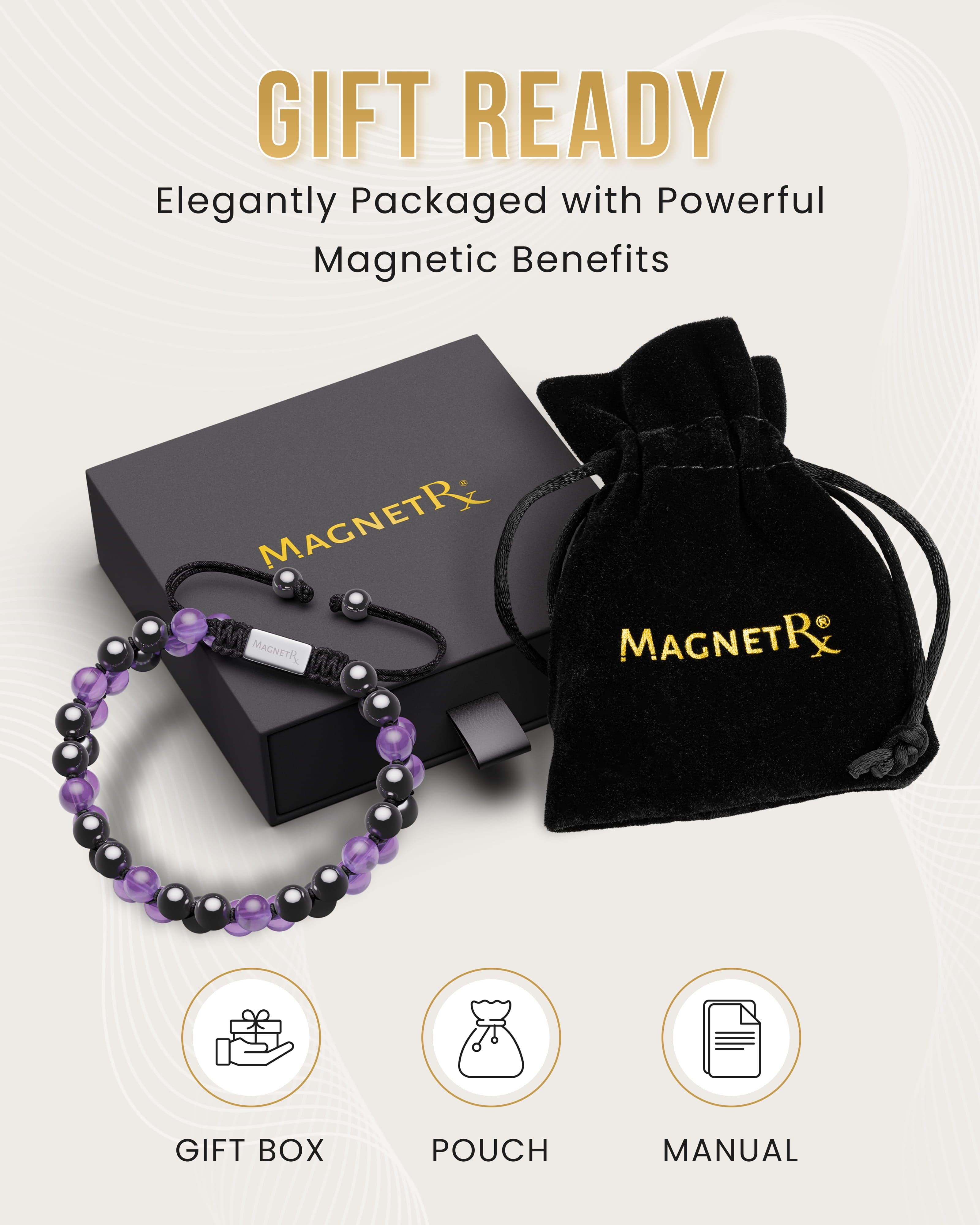 Magnetic Hematite & Amethyst Beaded Bracelet for Women
