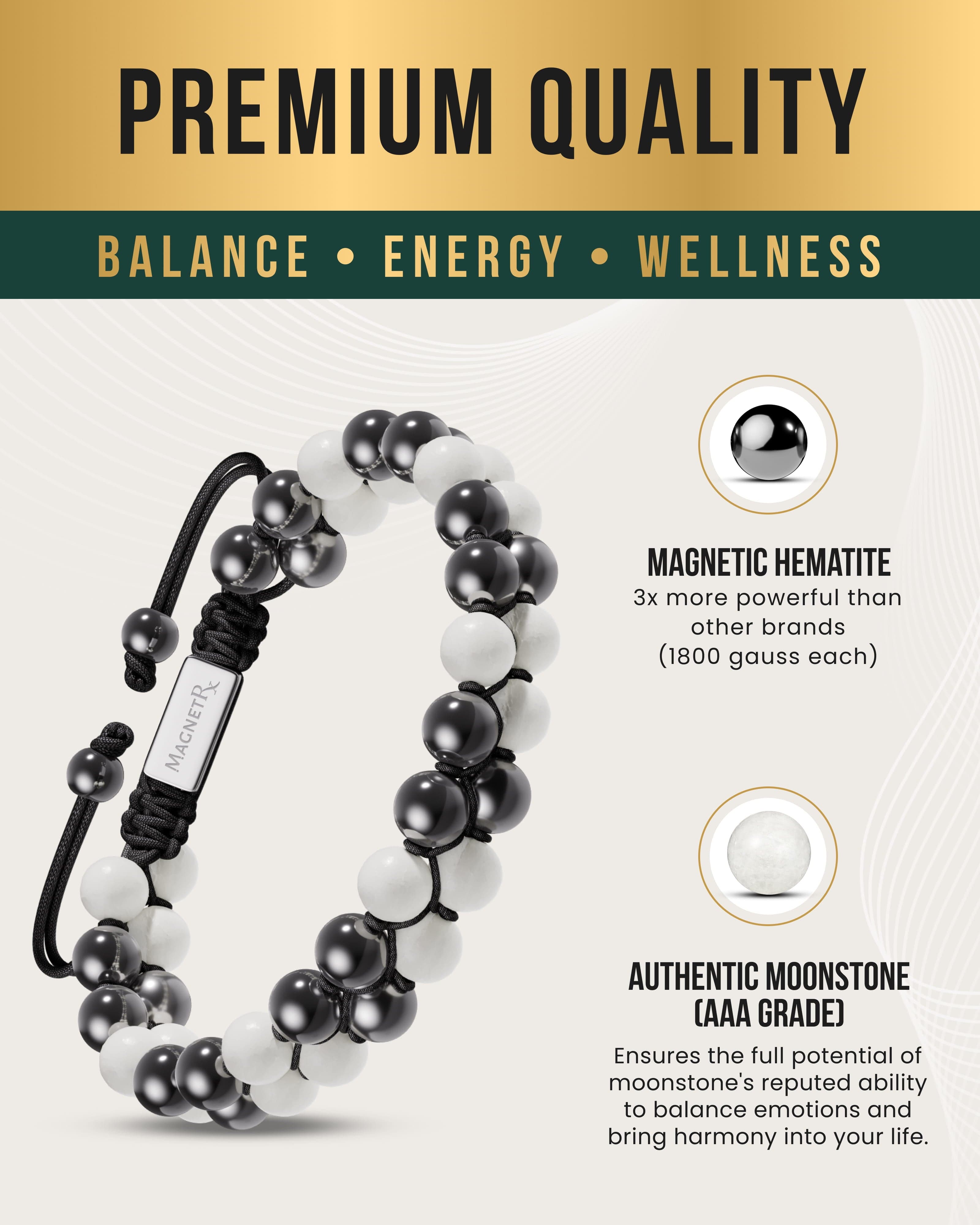 Magnetic Hematite & Moonstone Beaded Bracelet for Women