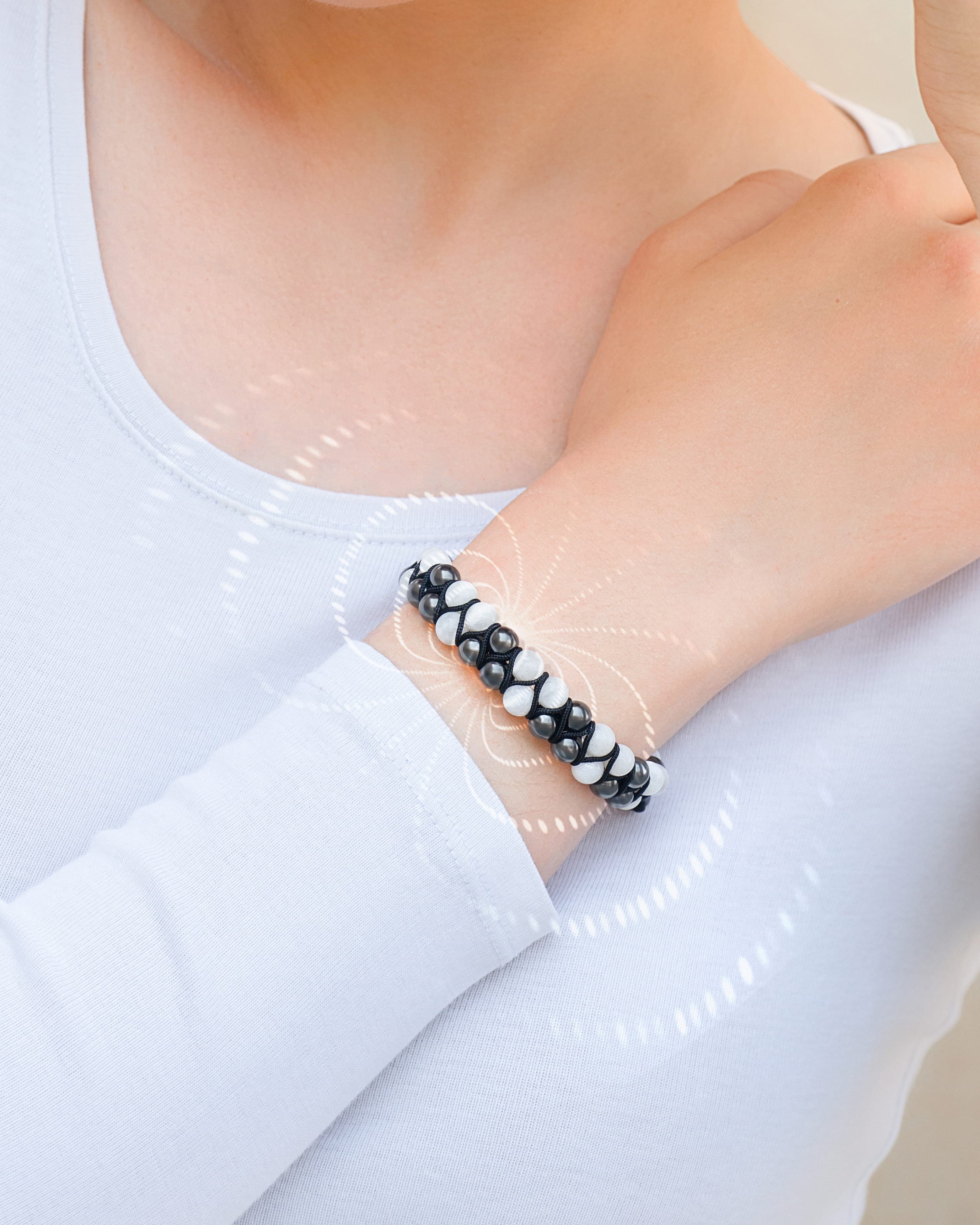 Magnetic Hematite & Moonstone Beaded Bracelet for Women