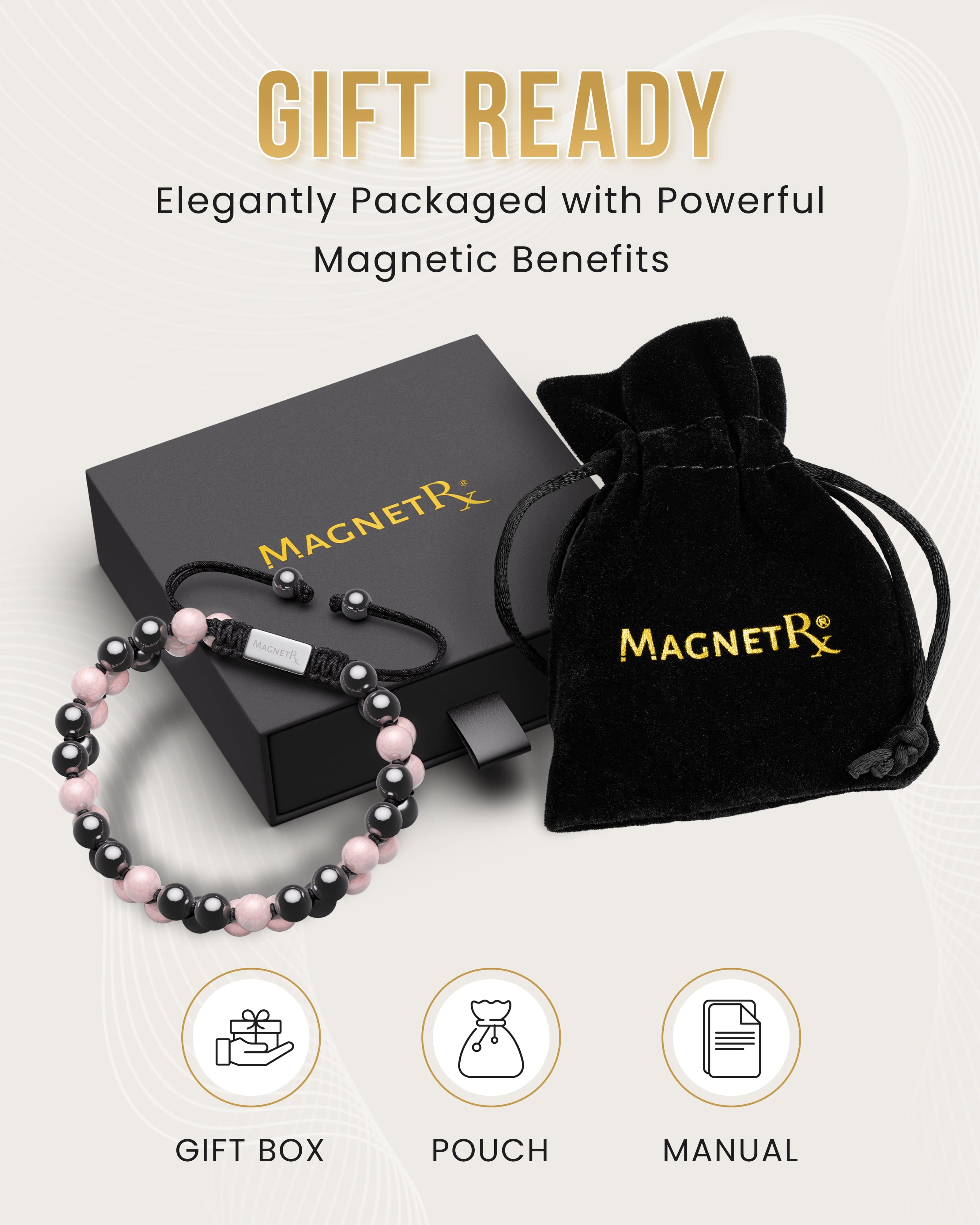 Magnetic Hematite & Rose Quartz Beaded Bracelet for Women