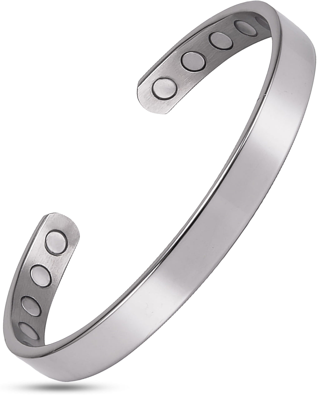Men’s Magnetic Bracelet Cuff (Polished Silver)