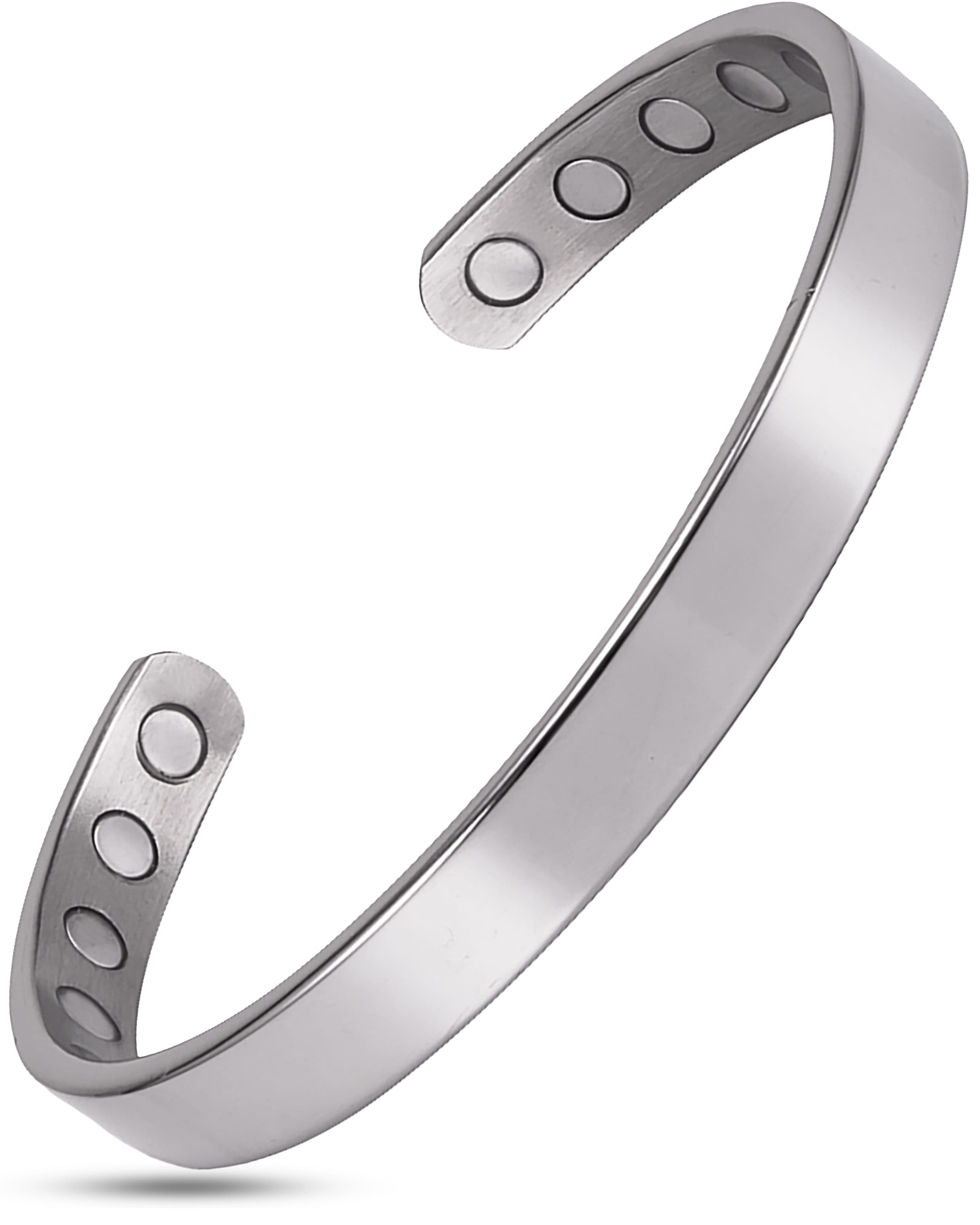 Men’s Magnetic Bracelet Cuff (Polished Silver)