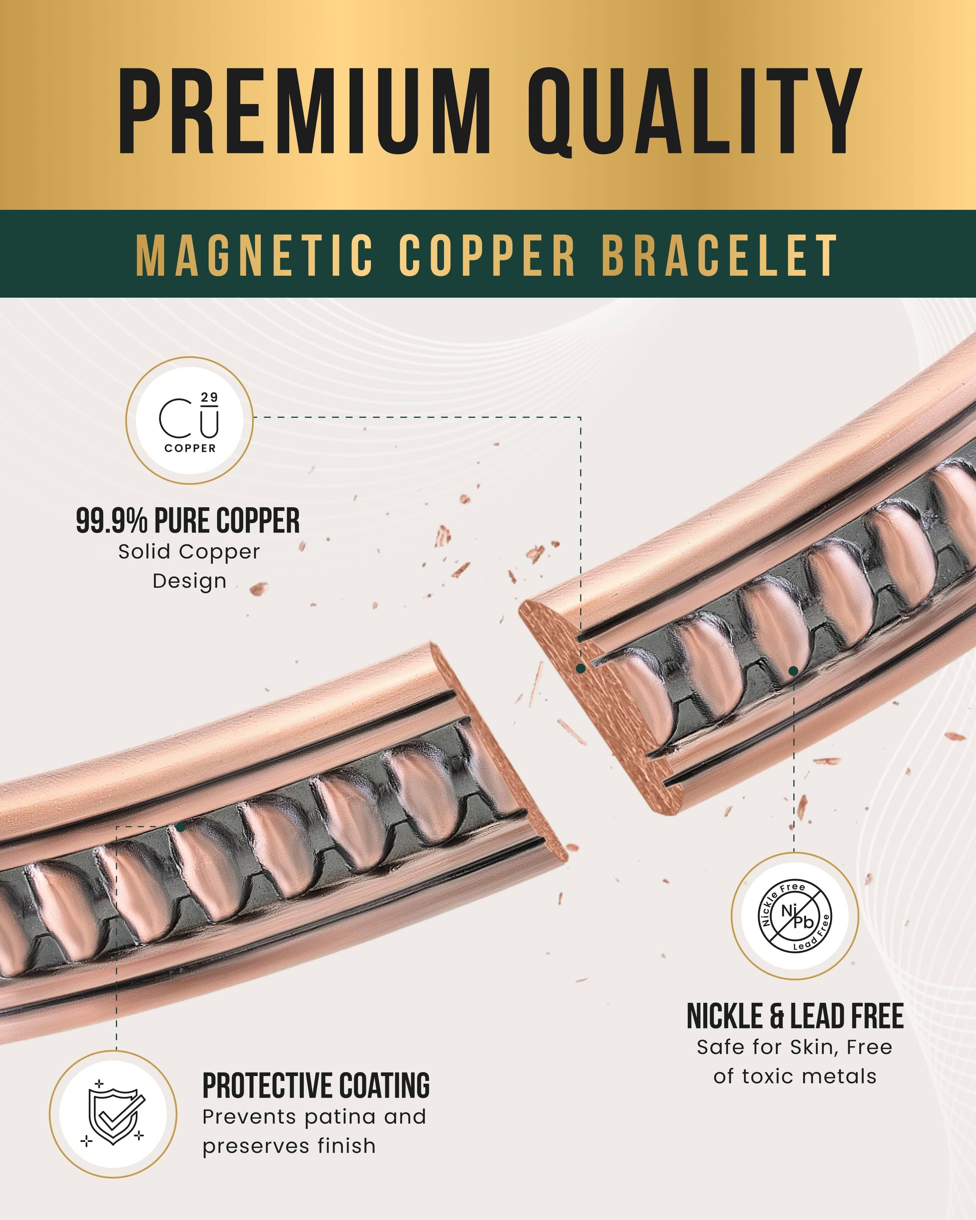 Stamped Native Magnetic Copper Bracelet Cuff for Men