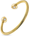 Twisted Cable Magnetic Bracelet Cuff (Gold)
