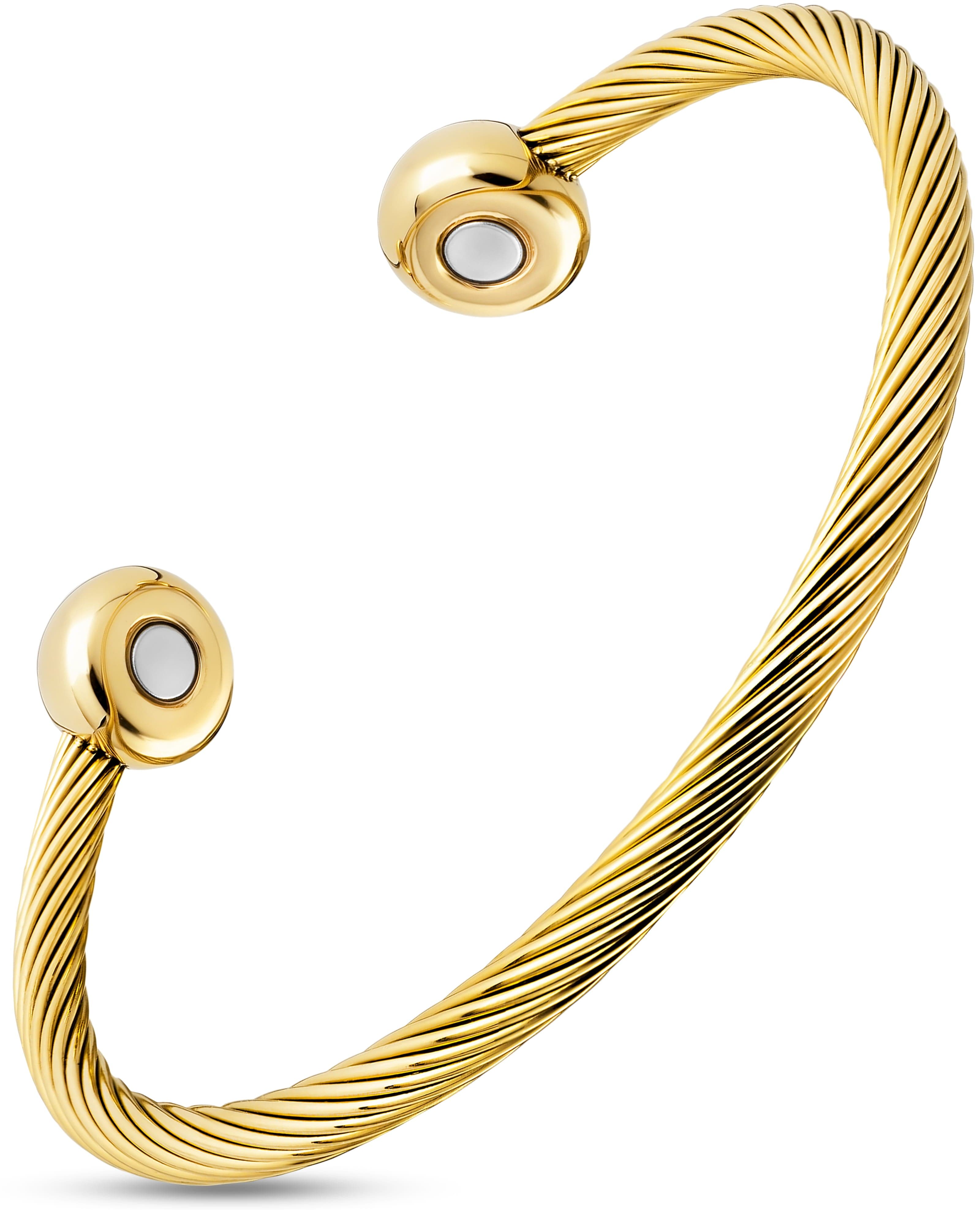 Twisted Cable Magnetic Bracelet Cuff (Gold)
