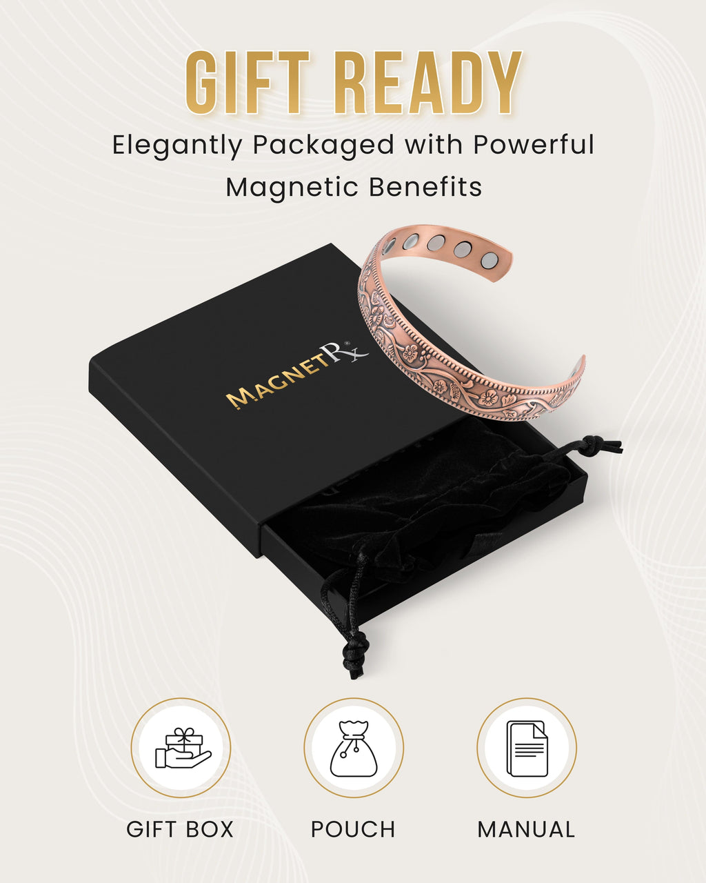 Women’s Floral Style Copper Magnetic Therapy Bracelet Bangle