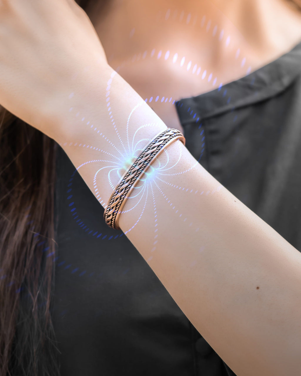 Women’s Inlay Copper Wire Magnetic Therapy Bracelet Bangle