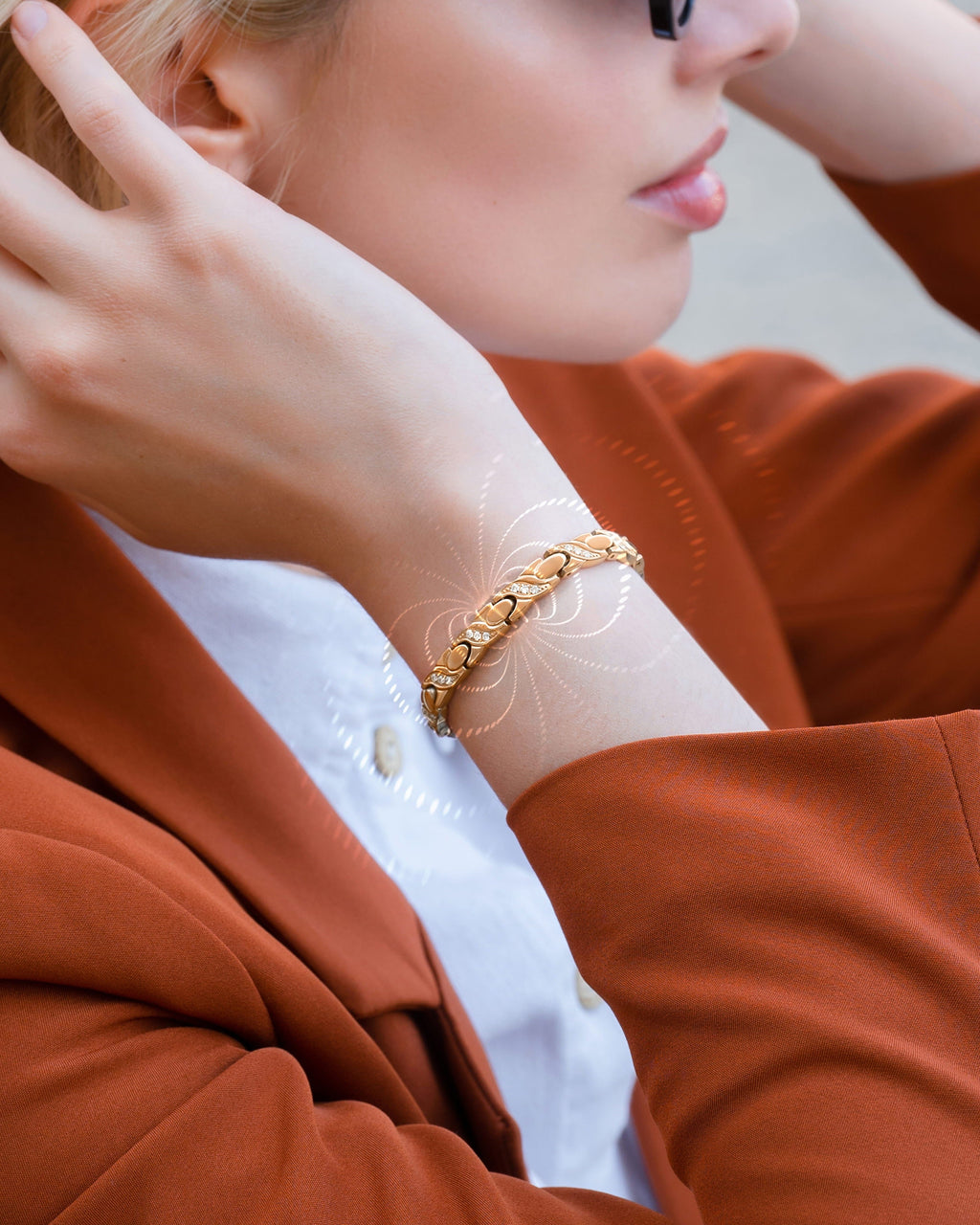 Women's Ultra Strength Magnetic Bracelet Crystal XO (Rose Gold)