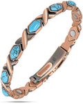 Women's Ultra Strength Pure Copper Magnetic Bracelet (Turquoise XO)