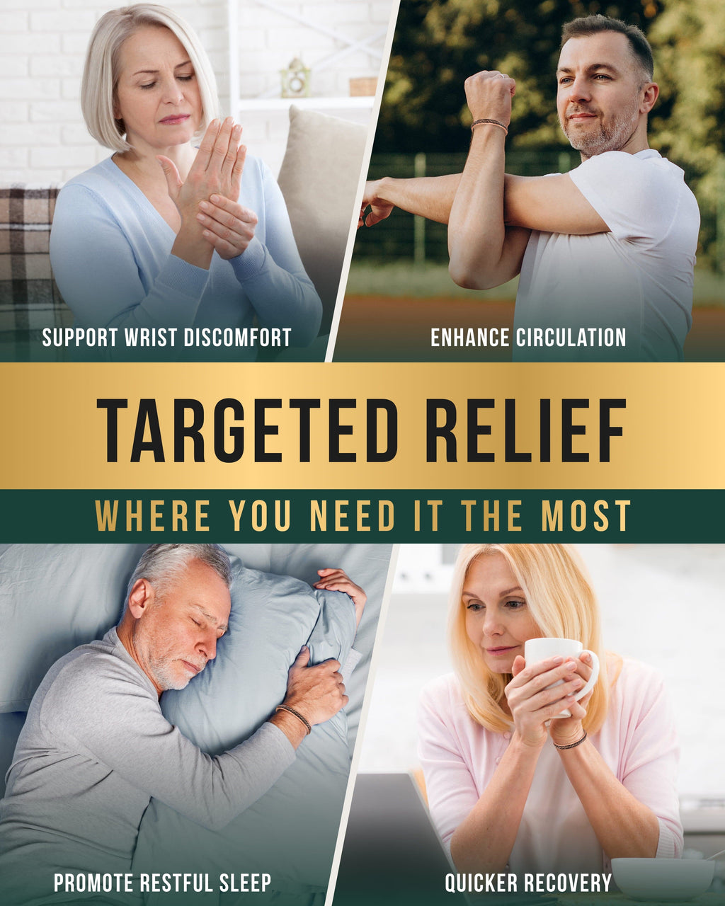 Woven Inlay Copper Magnetic Therapy Bracelet Bangle for Men & Women