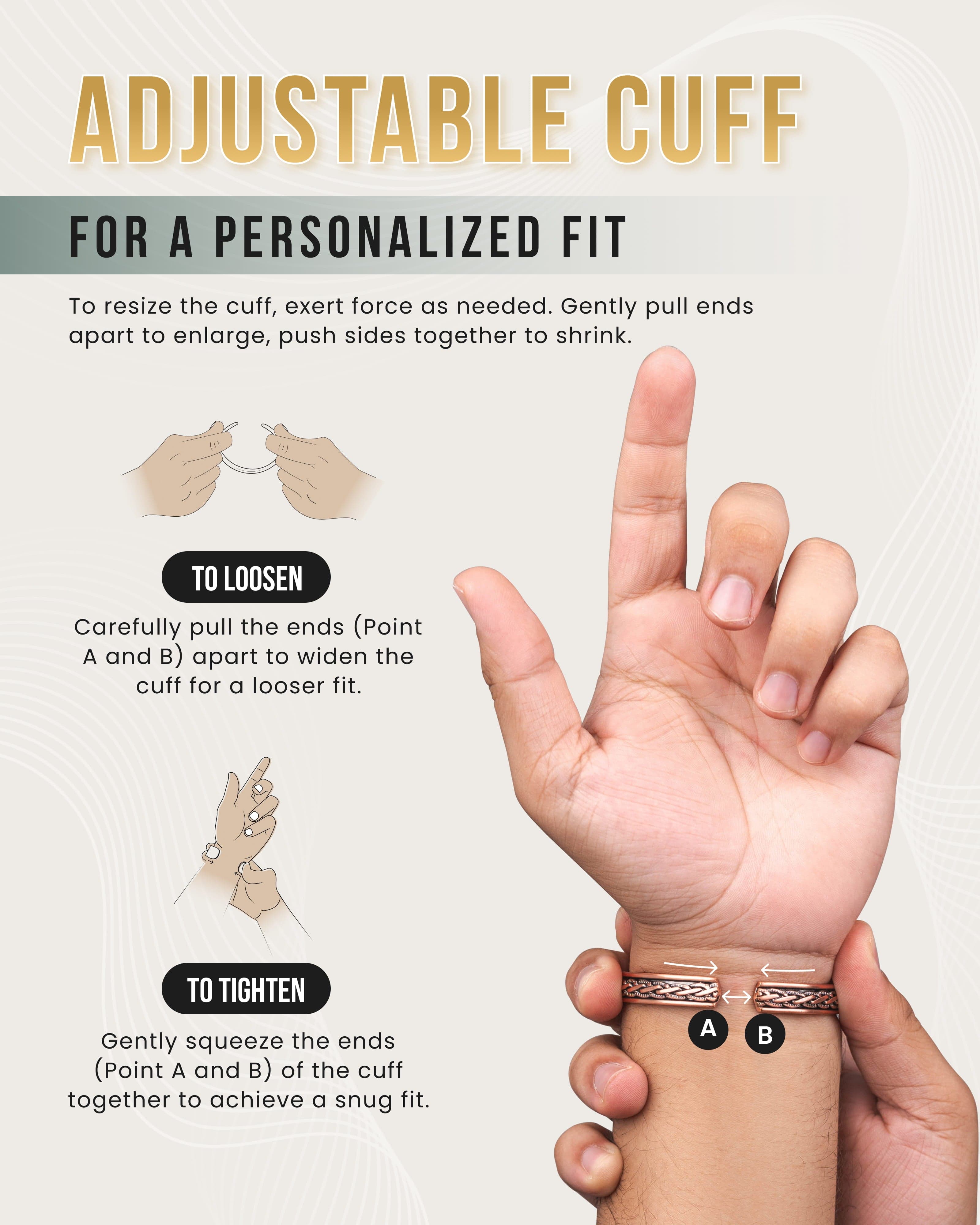 Woven Inlay Copper Magnetic Therapy Bracelet Bangle for Men & Women