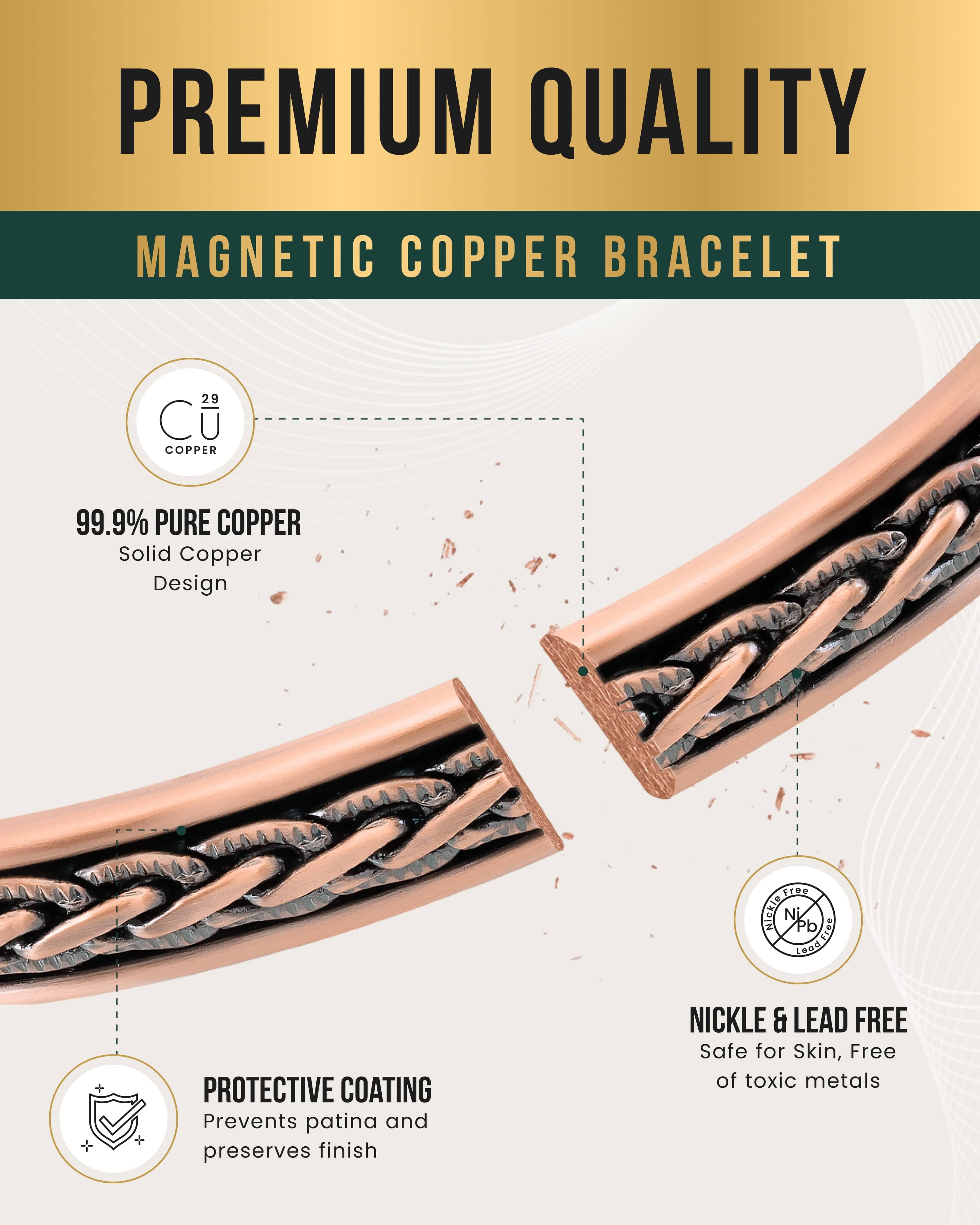 Woven Inlay Copper Magnetic Therapy Bracelet Bangle for Men & Women