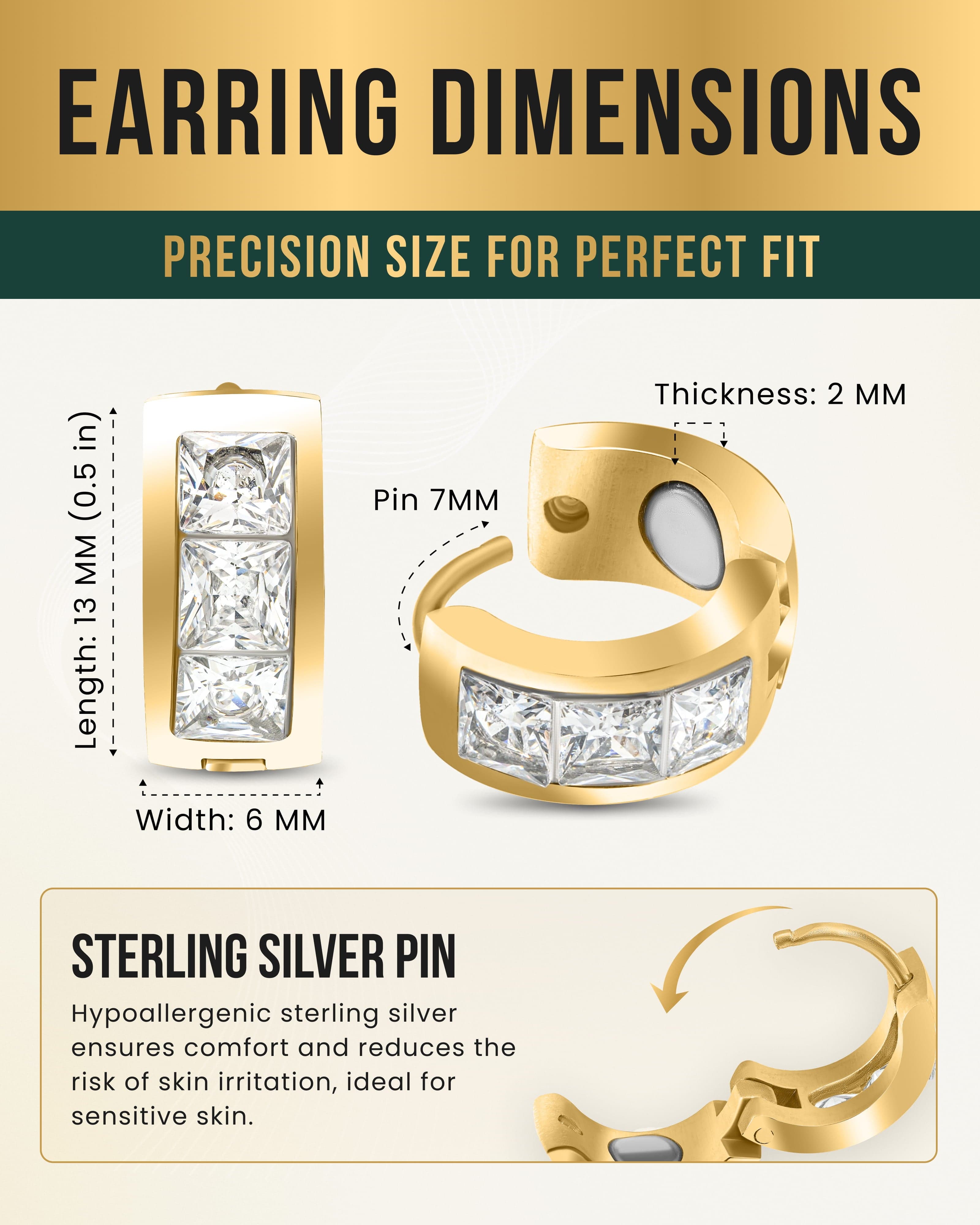 Crystal Magnetic Therapy Earrings for Women (Gold)