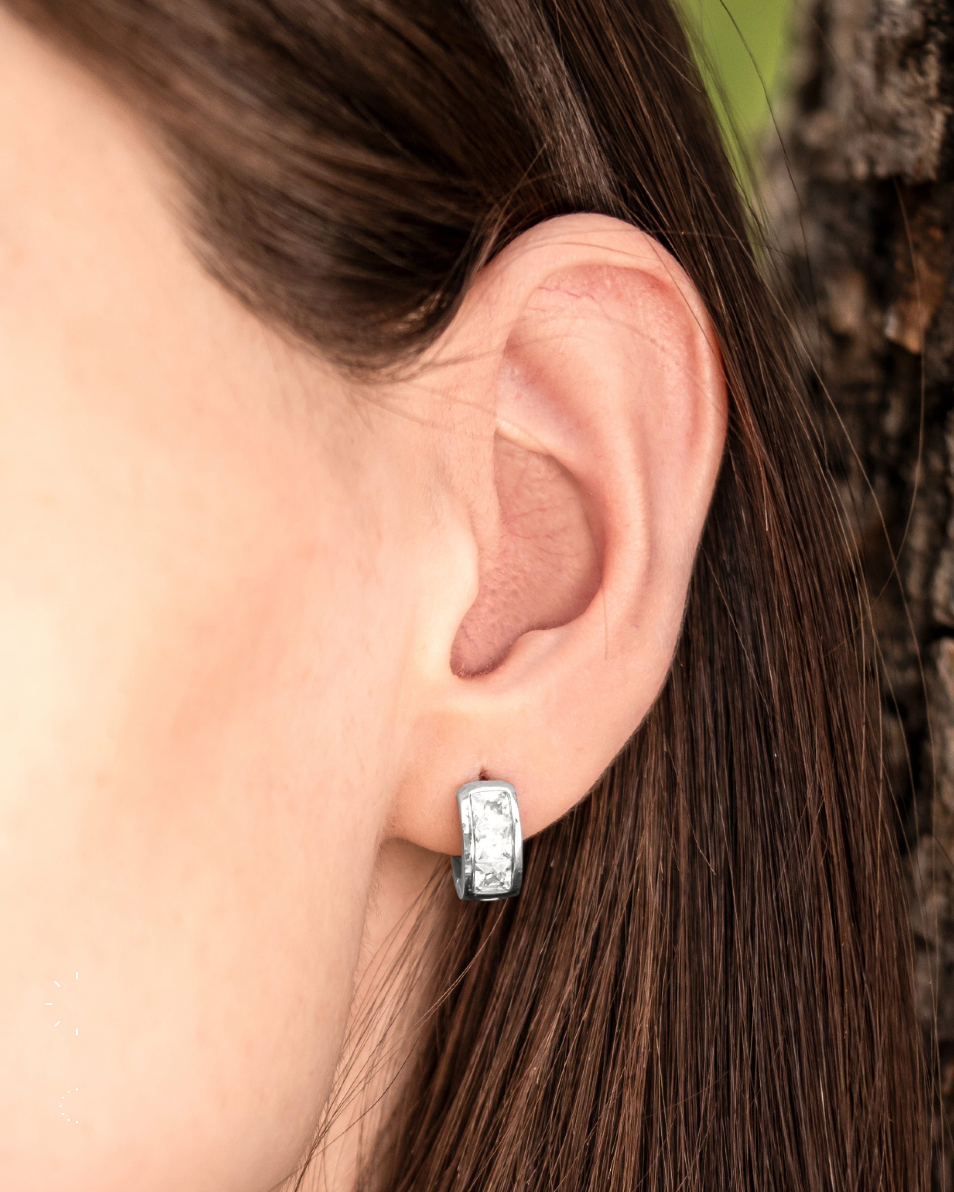 Crystal Magnetic Therapy Earrings for Women (Silver)