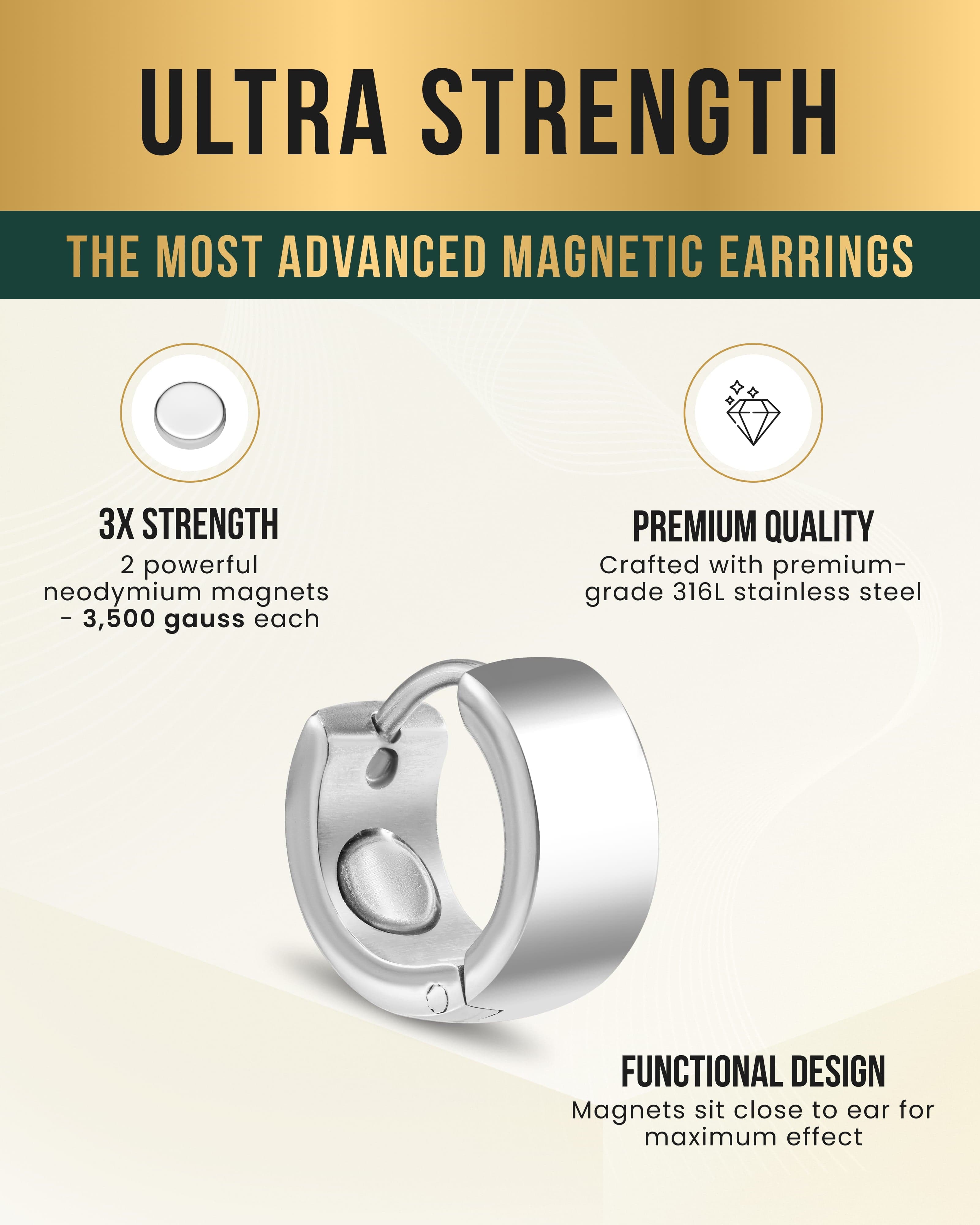 Polished Magnetic Therapy Earrings for Women (Silver)