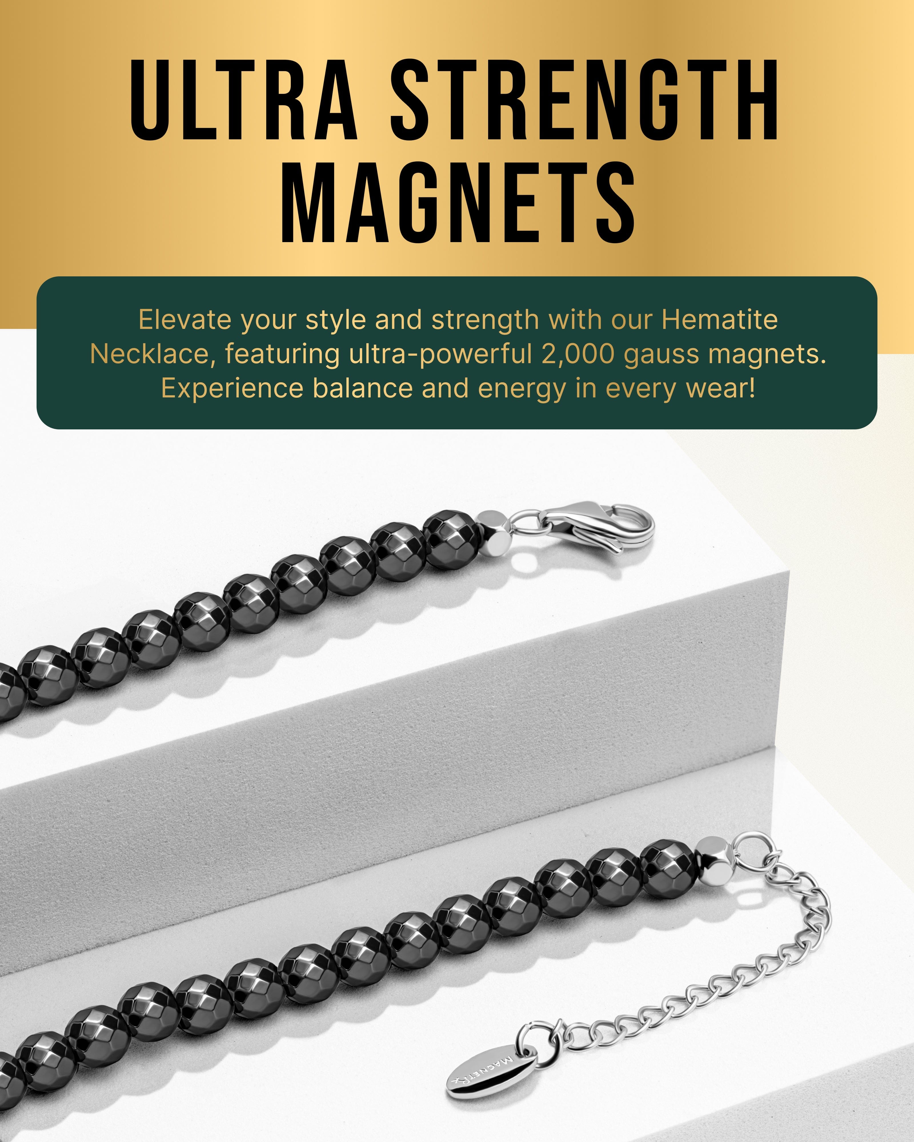 Magnetic Hematite Necklace (6mm Faceted Beads)