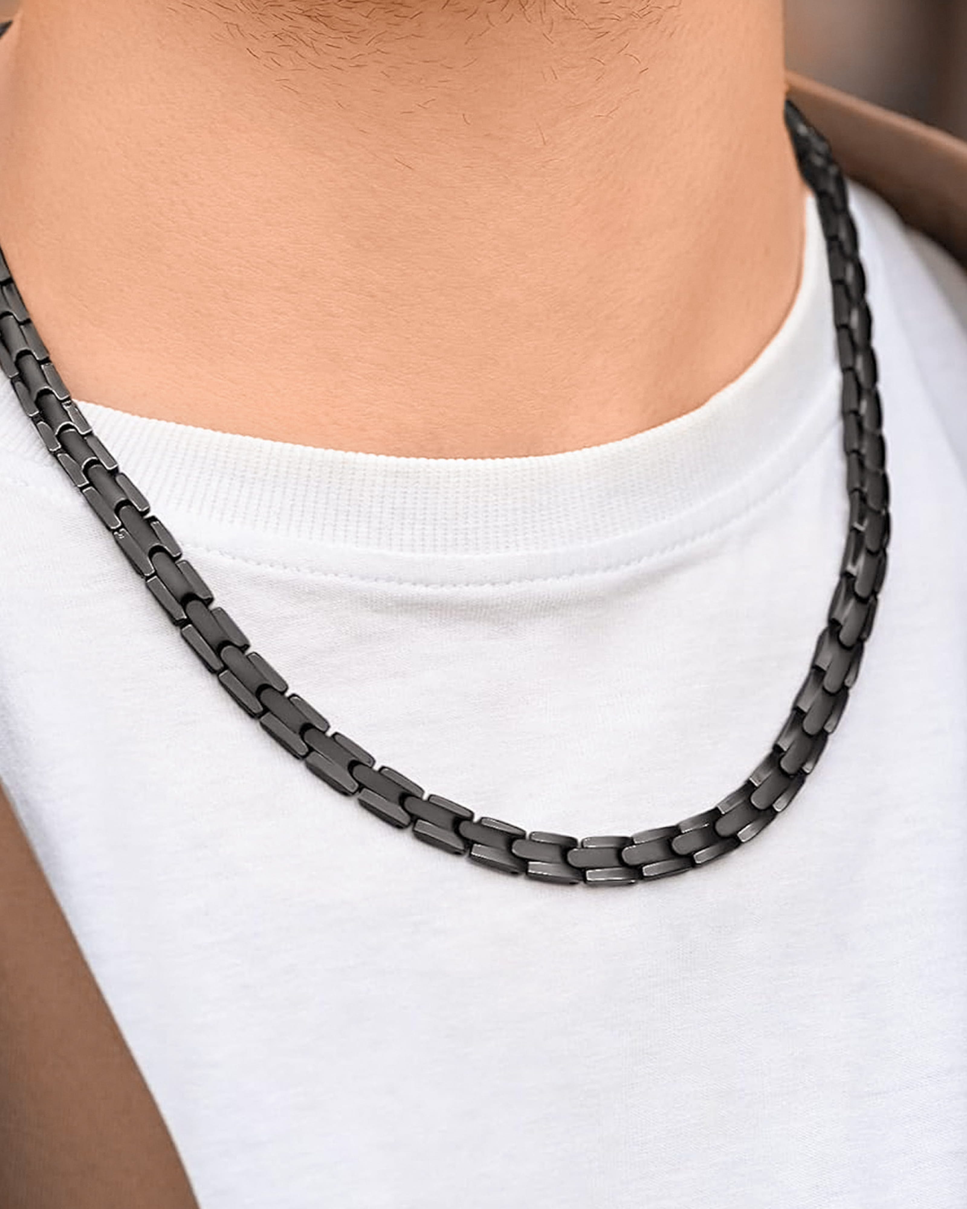 Powerful Black Titanium Magnetic Therapy Necklace