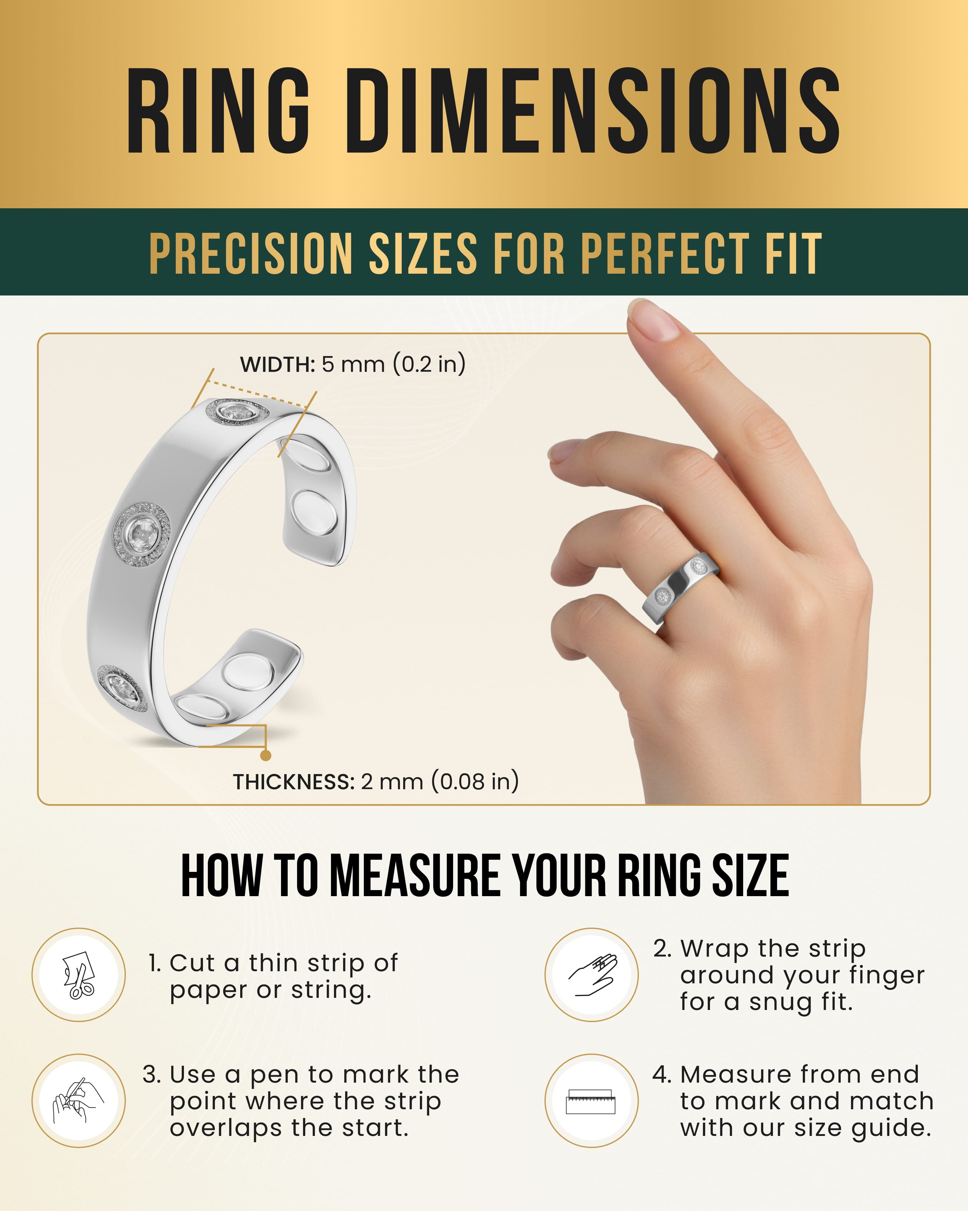 Crystal Magnetic Therapy Ring (Silver)