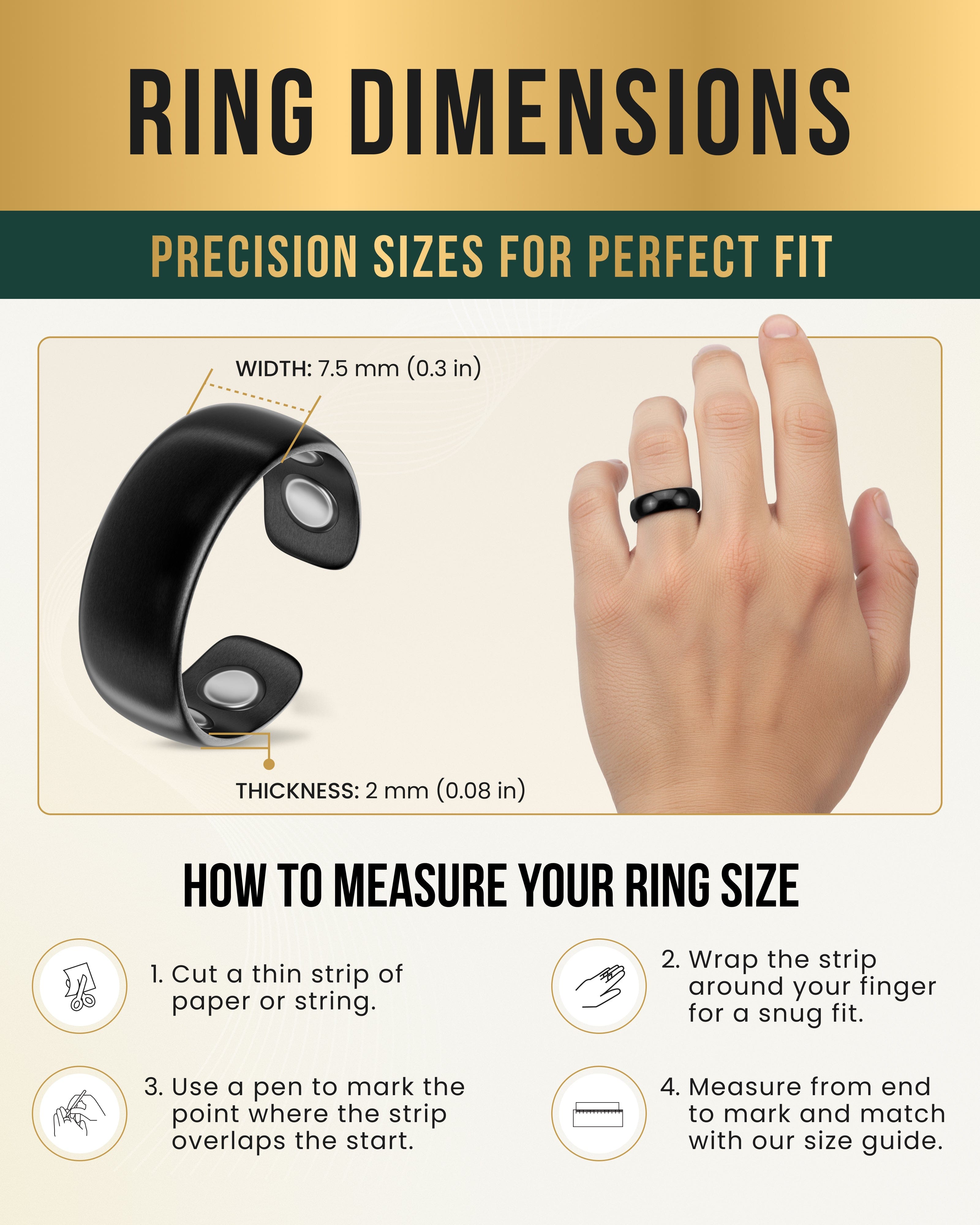 Magnetic Therapy Ring (Brushed Black)