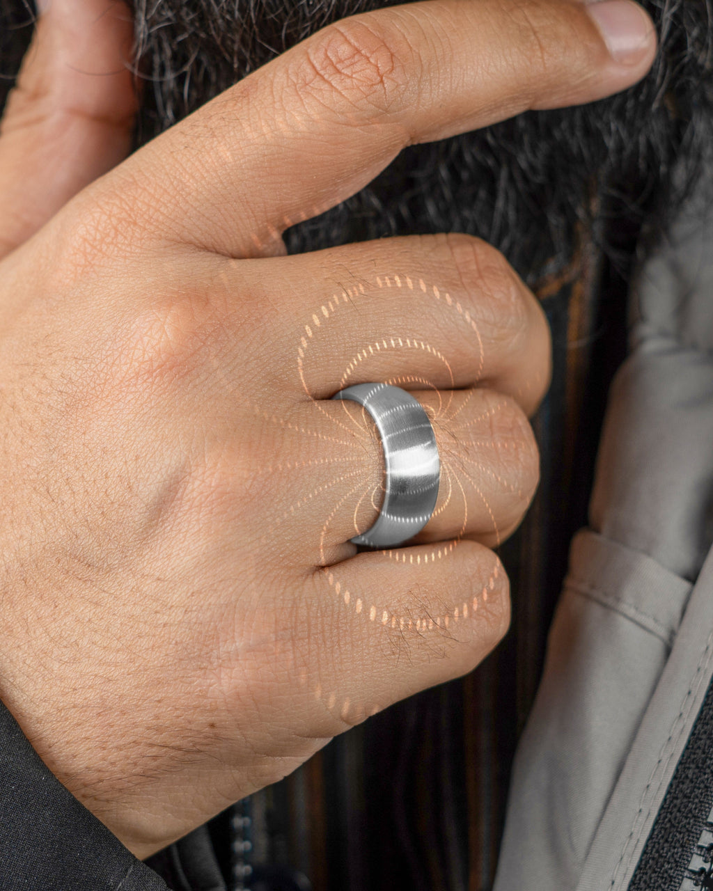 Magnetic Therapy Ring (Brushed Silver)