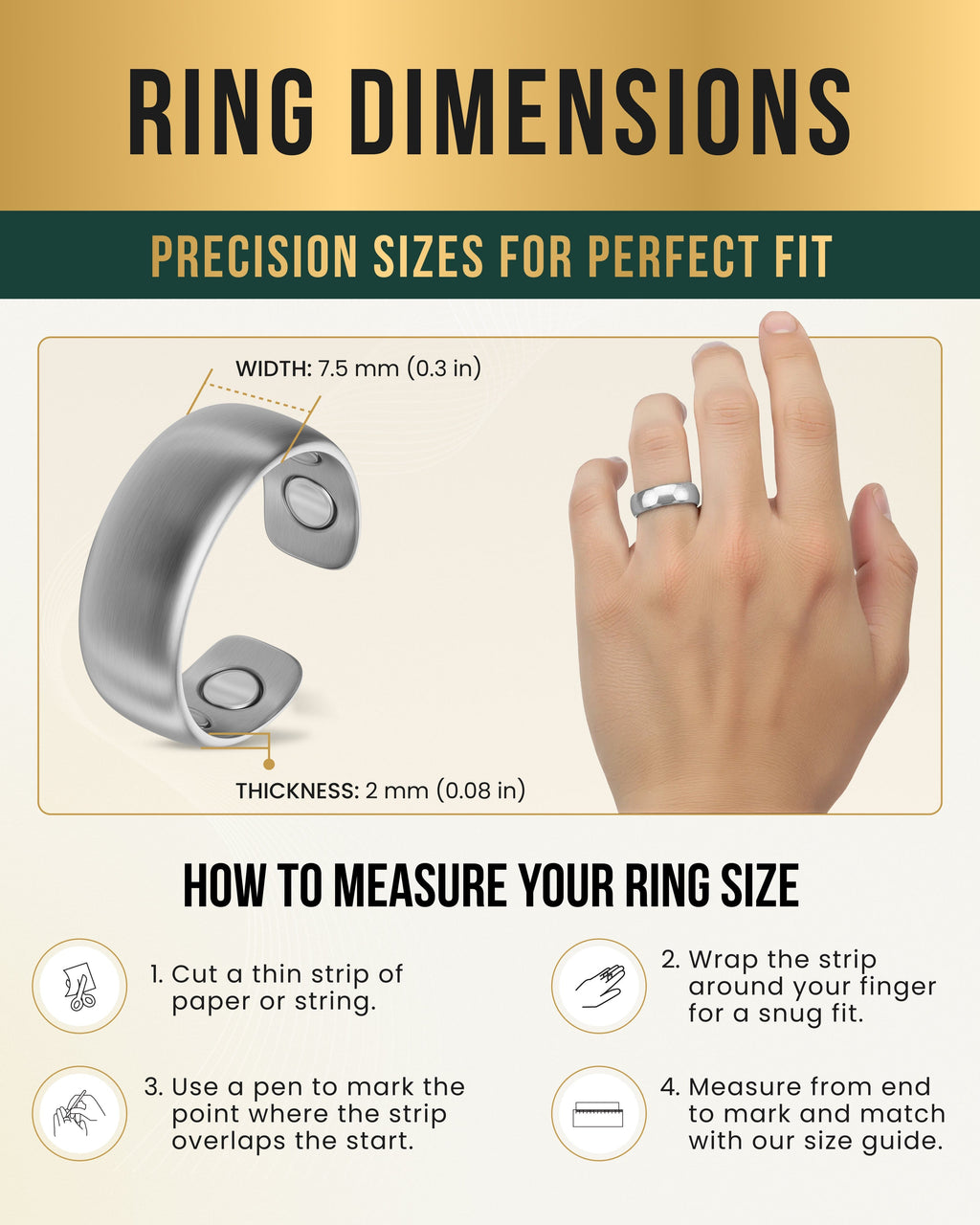 Magnetic Therapy Ring (Brushed Silver)