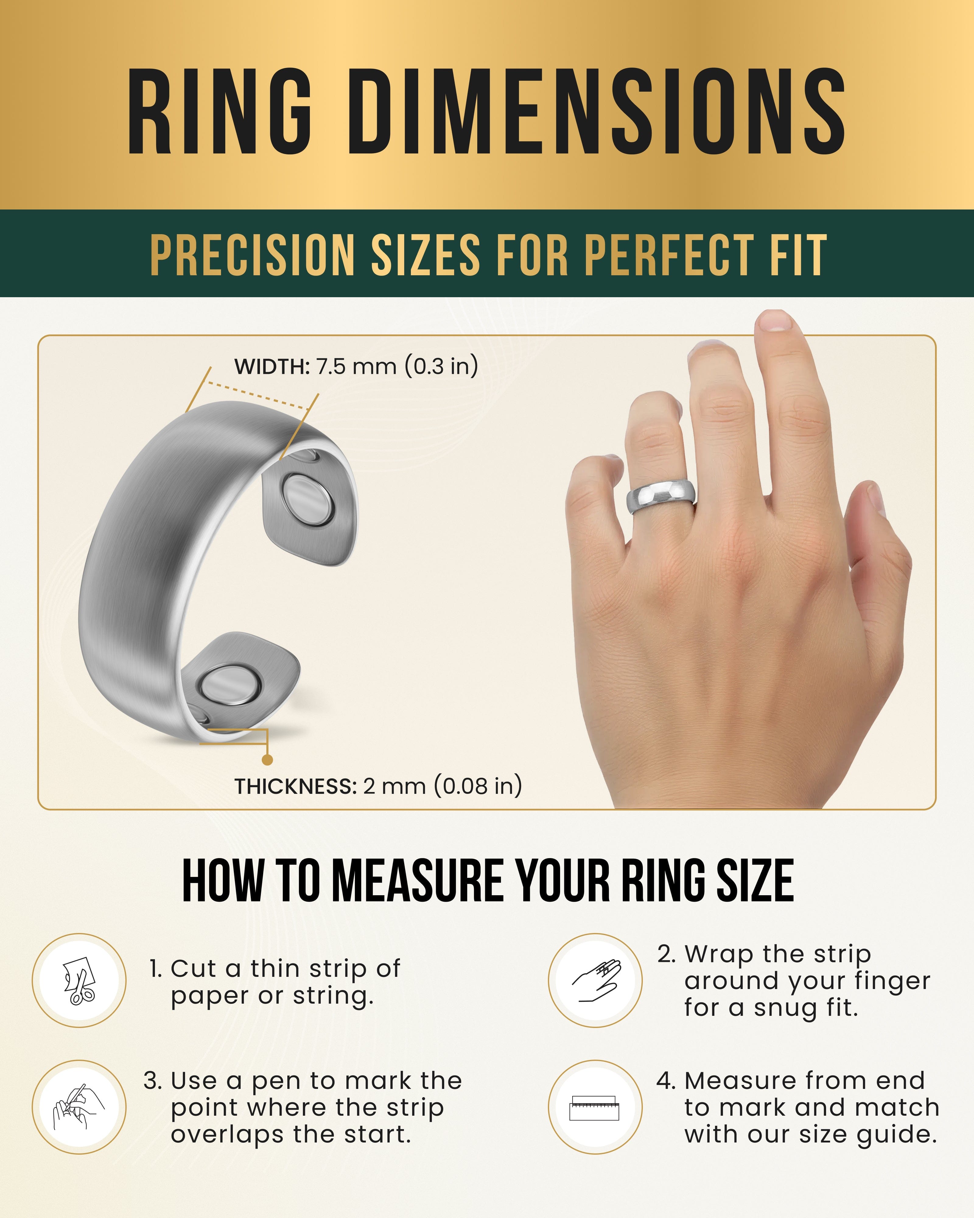 Magnetic Therapy Ring (Brushed Silver)